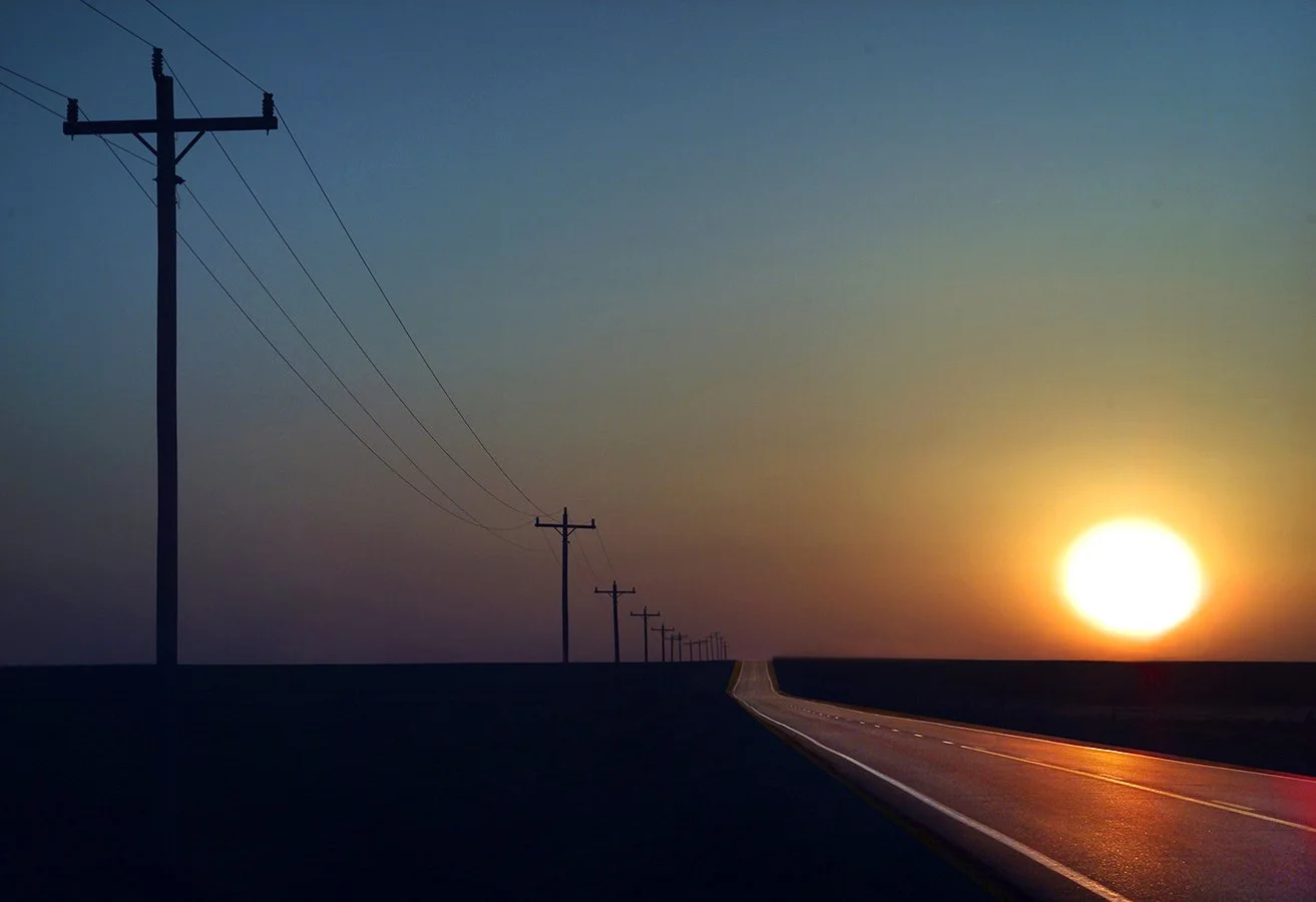 Sunset while on assignment for DOE - somewhere in central Oklahoma covering carbon sequestration research in the wheatfields of Oklahoma - Earth Sciences LBNL 2003 - client: US Dept. of Energy 