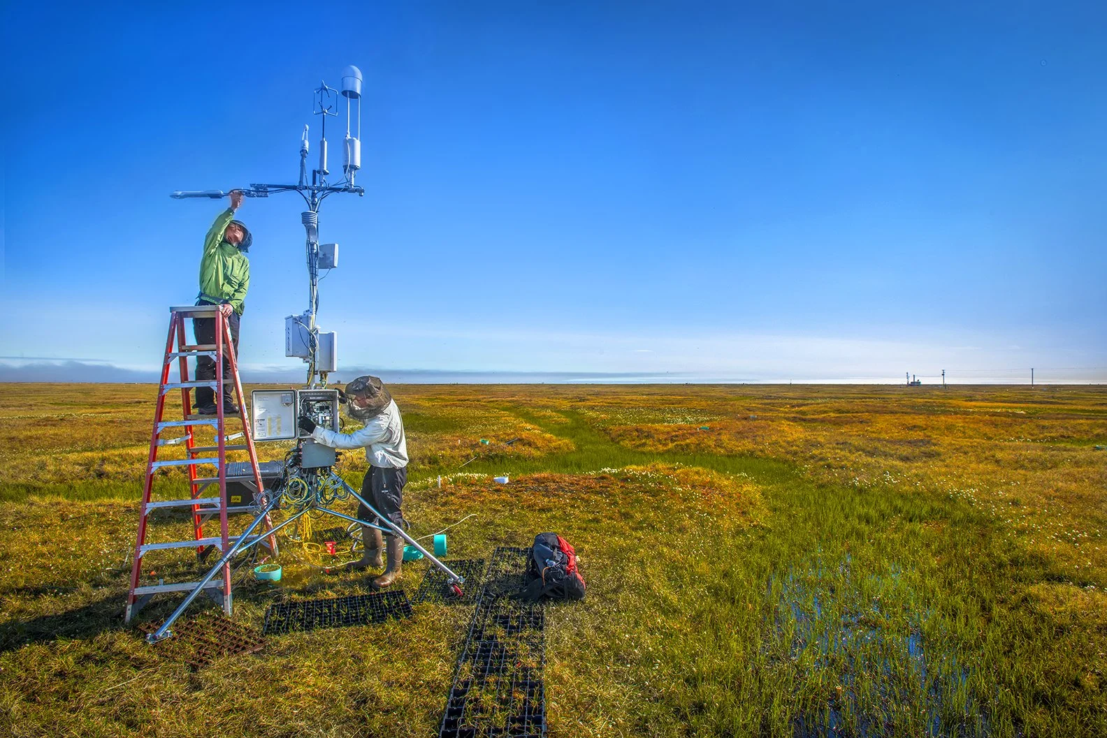 Weather Station - Solar, climate & temperature readings - Permafrost Breakdown Alaska Project 2013 - client:  NGEE/DOE/LBNL Earth Sciences - Utqiagvik (Barrow), Alaska - most northern point Alaska 
