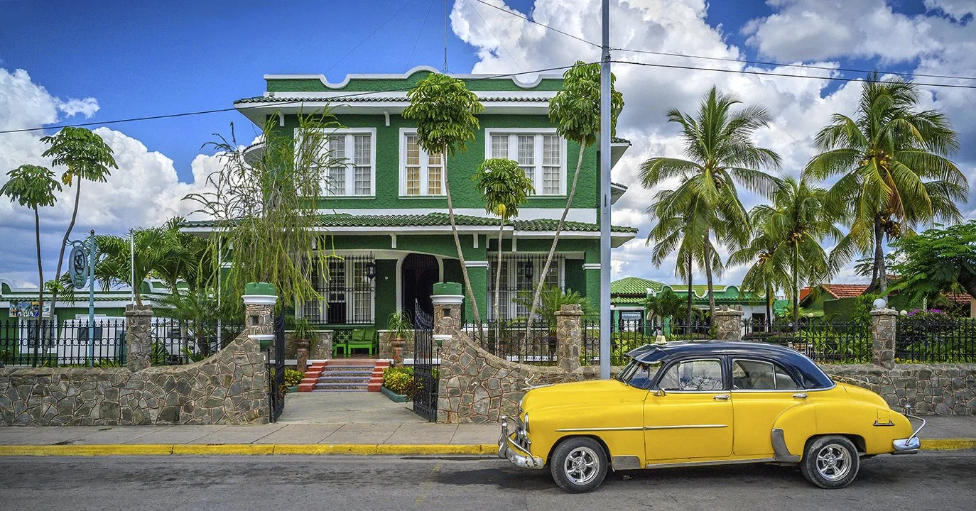 Casa Verde & yellow 1950 Chevy Taxi - Cienfuegos, Cuba 2019