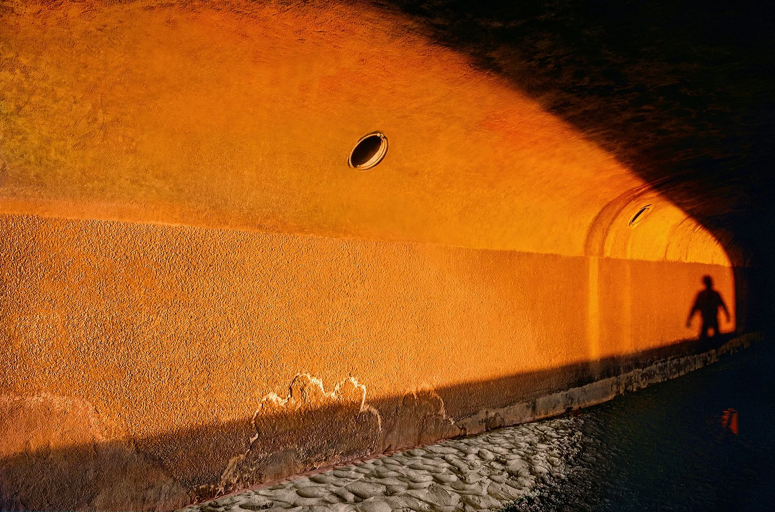 Self portrait at sunset - Great Highway tunnel Judah St. - Ocean Beach, San Francisco, CA.  1975