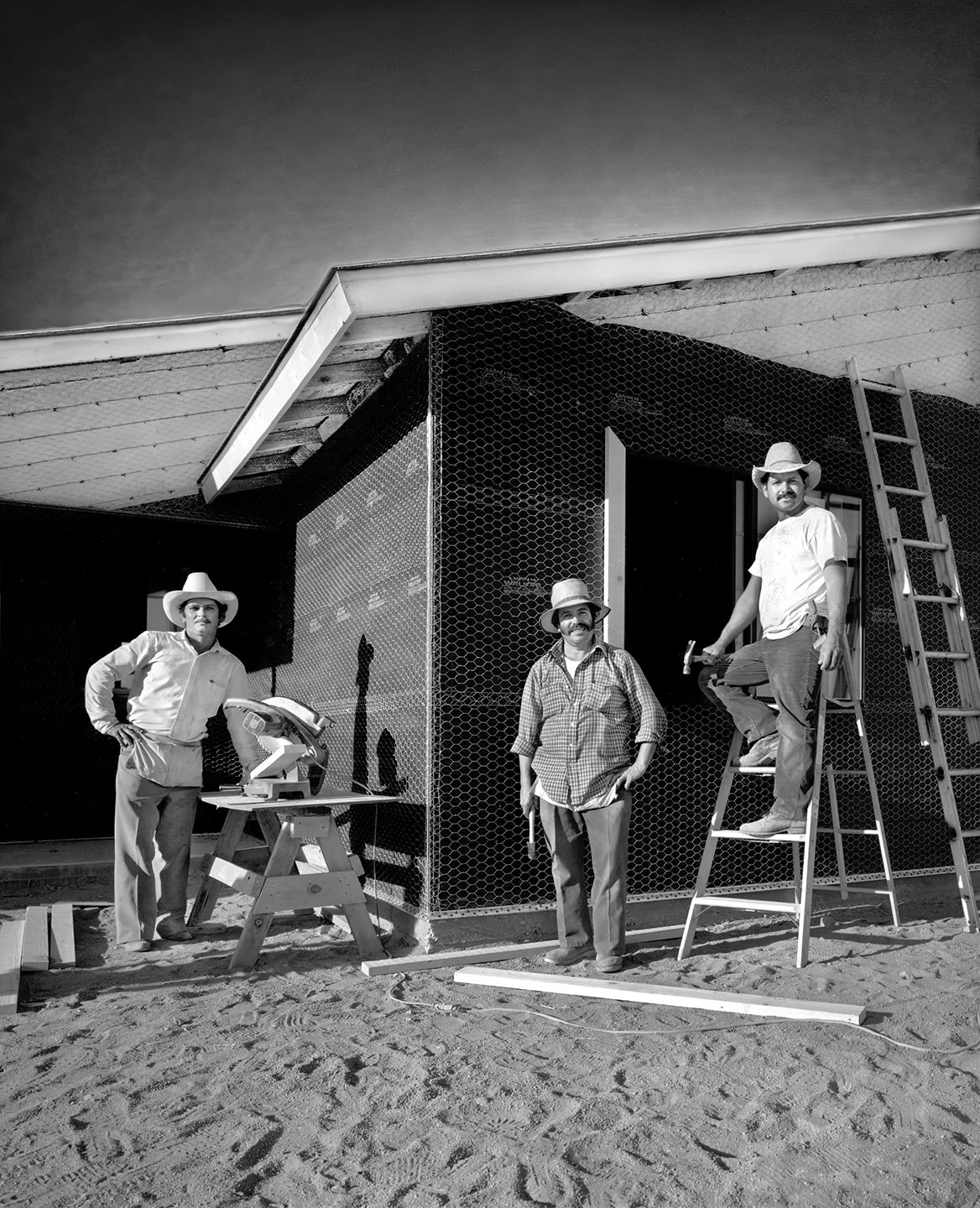 Migrant farmworkers -building their own homes - central valley - Delano, California  1992 - Sinar X 4X5 - client: Bank of America