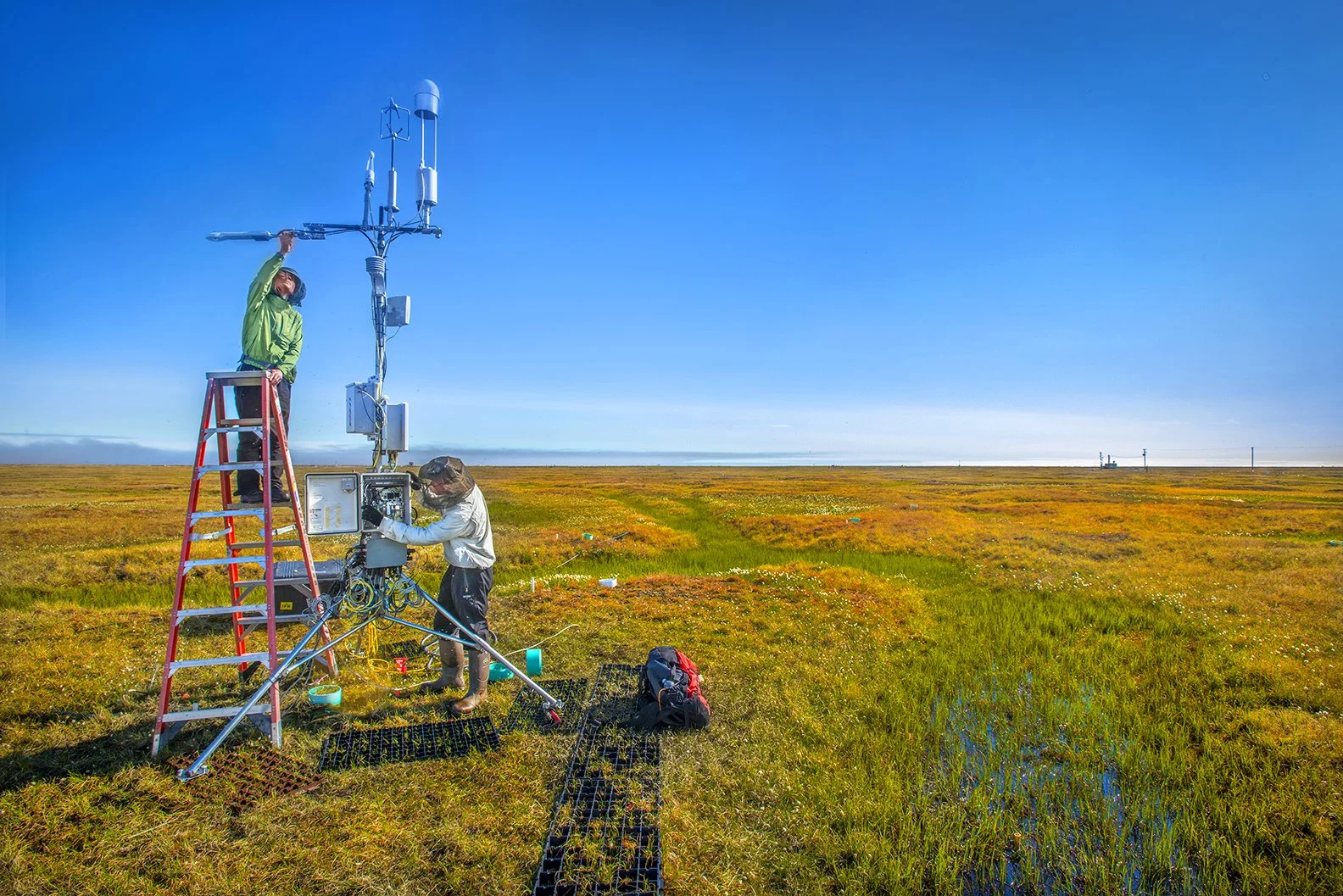 Weather Station - Solar, climate & temperature readings - Permafrost Breakdown Alaska Project 2013 - client:  NGEE/DOE/LBNL Earth Sciences - Utqiagvik (Barrow), Alaska - most northern point Alaska 