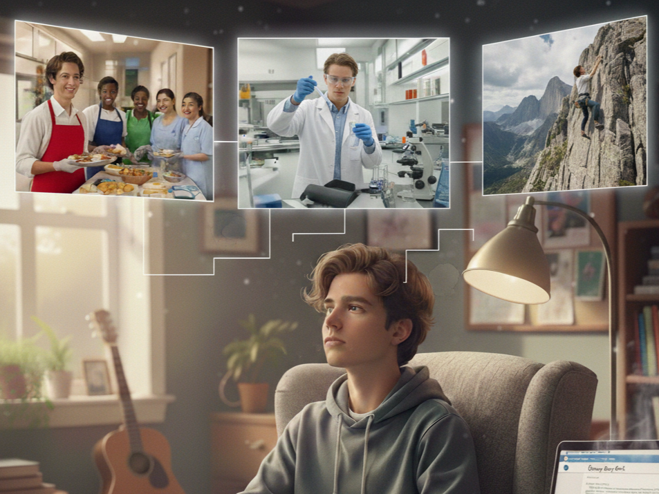 High school student thoughtfully reflecting on personal lived experiences to anchor a college application essay.