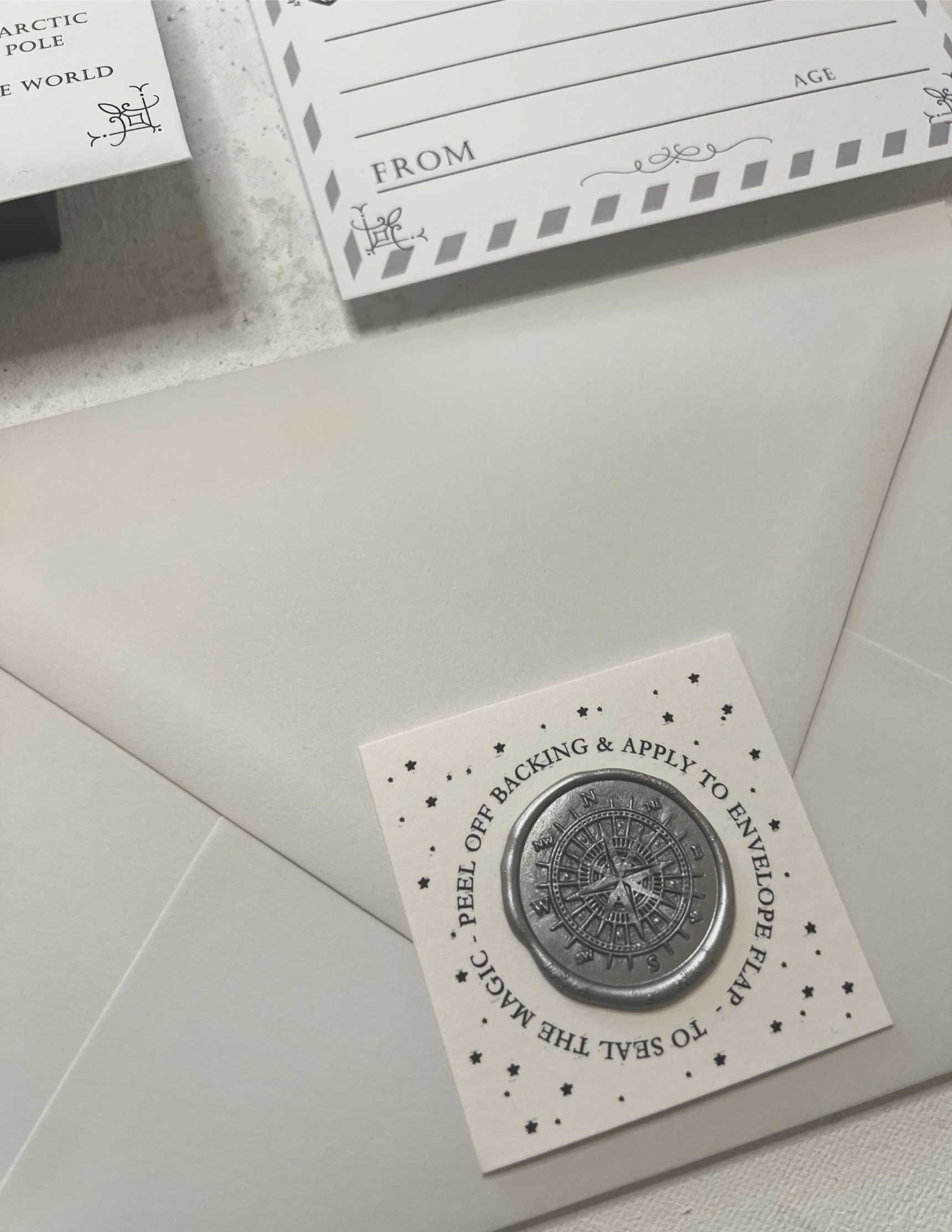 Pesonalized Santa Letter Kit from the North Pole Postage House by Grey Vine Paper Studio.