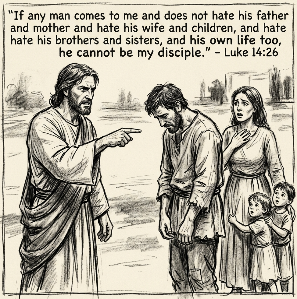 Jesus teaches hate Luke chapter 14 verse 26