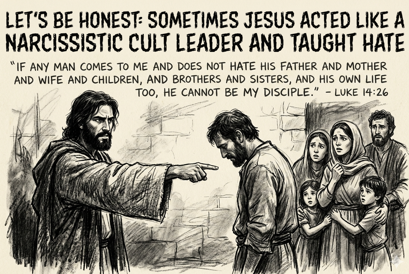 Jesus teaches hate in Gospel of Luke chapter 14 verse 26