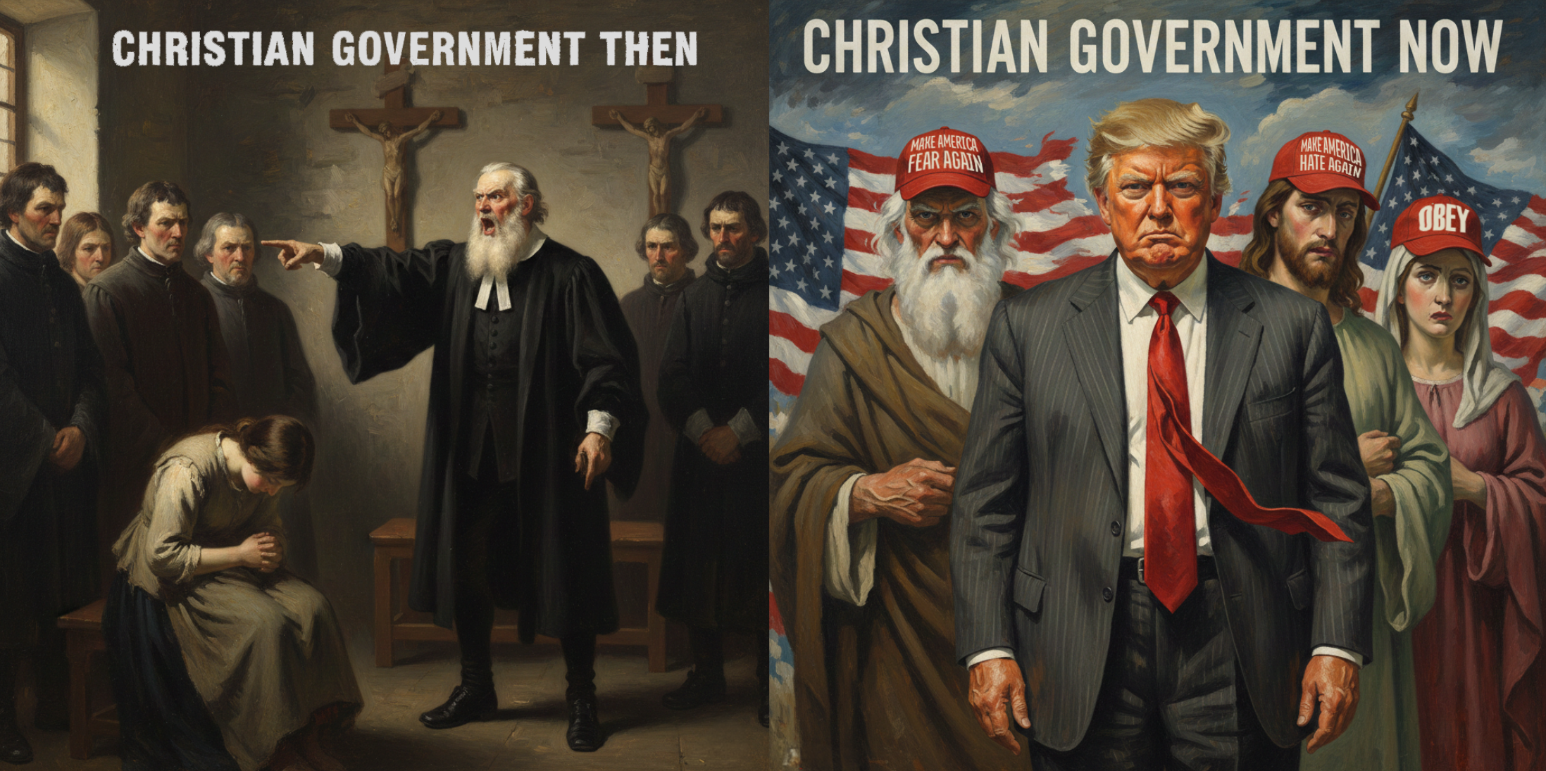 Christian Government in the Puritan colonies and under Donald Trump