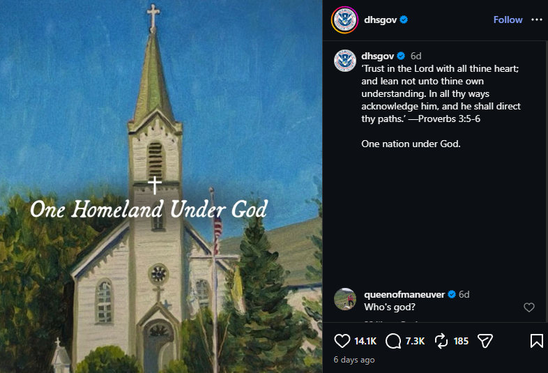 Department of Homeland Security Bible message theocracy Proverbs 3:5