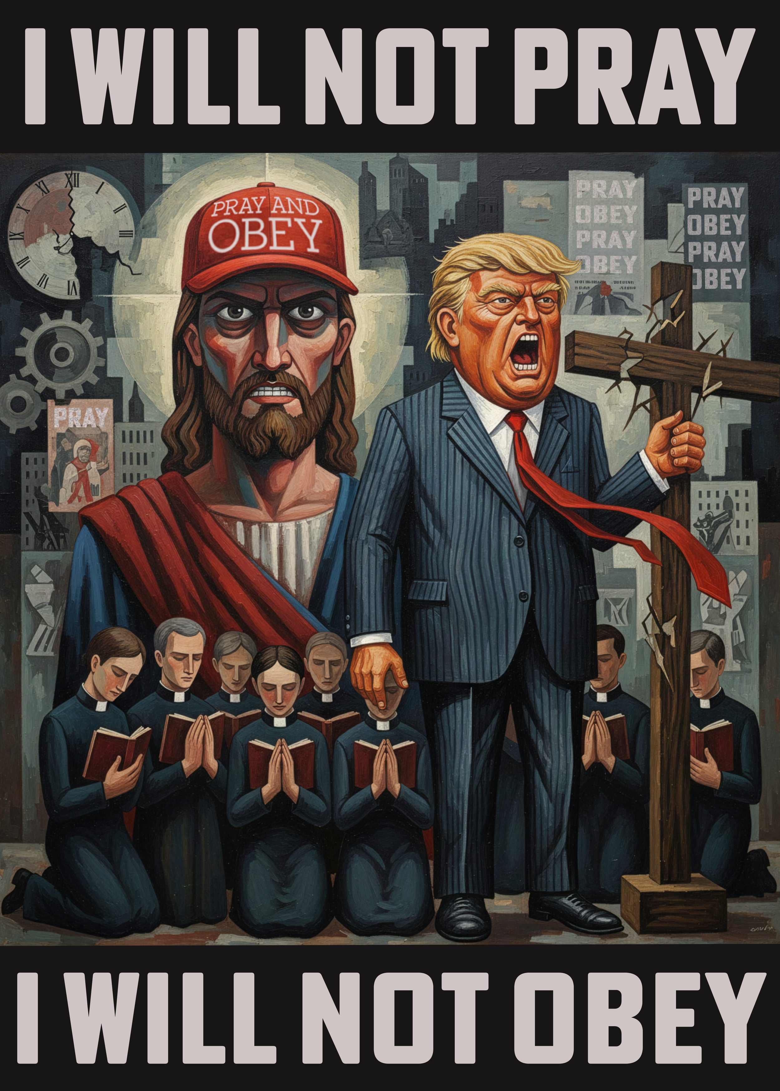 I will not pray. I will not obey fascist Jesus and Donald Trump.