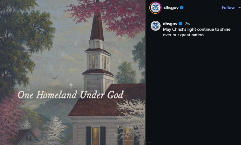 Christian fascist theocracy from the Department of Homeland Security