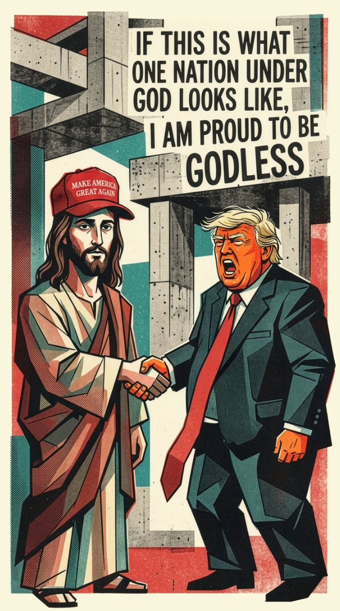 Donald Trump and Jesus If This Is What One Nation Under God Looks Like I Am Proud To Be Godless