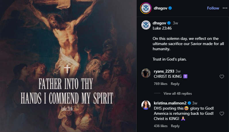 Jesus Patron Saint of Fascists Department Homeland Security