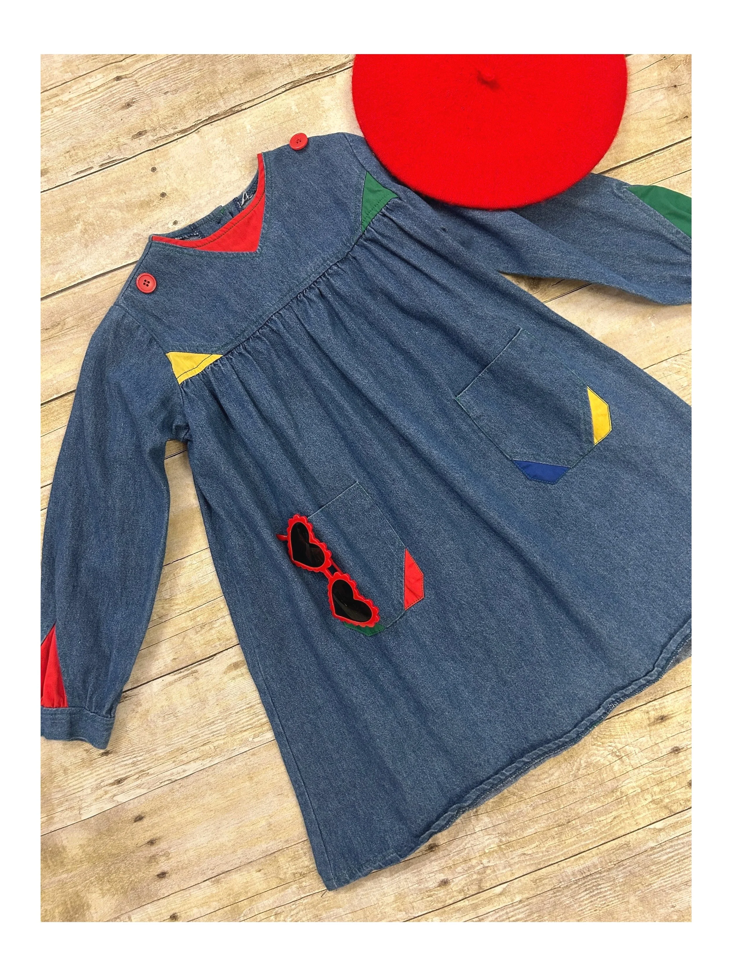 Vinttage C.C. Bates Color Block Kiddos Dress sz 6-8