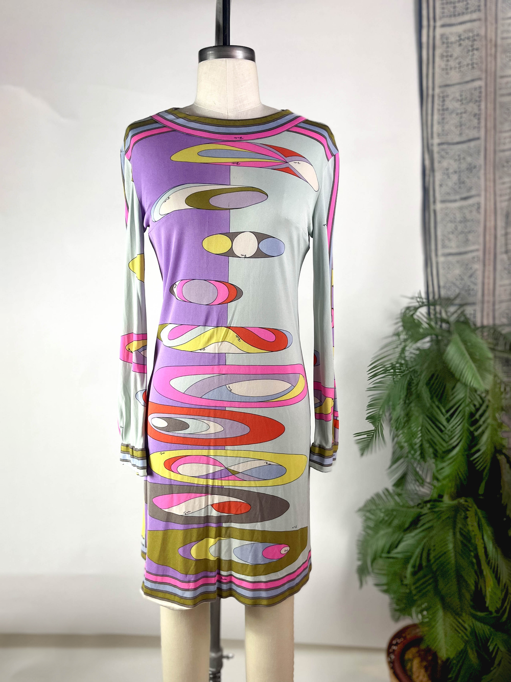 1960s Emilio Pucci Op Art Wedge Dress (Fits S/M)