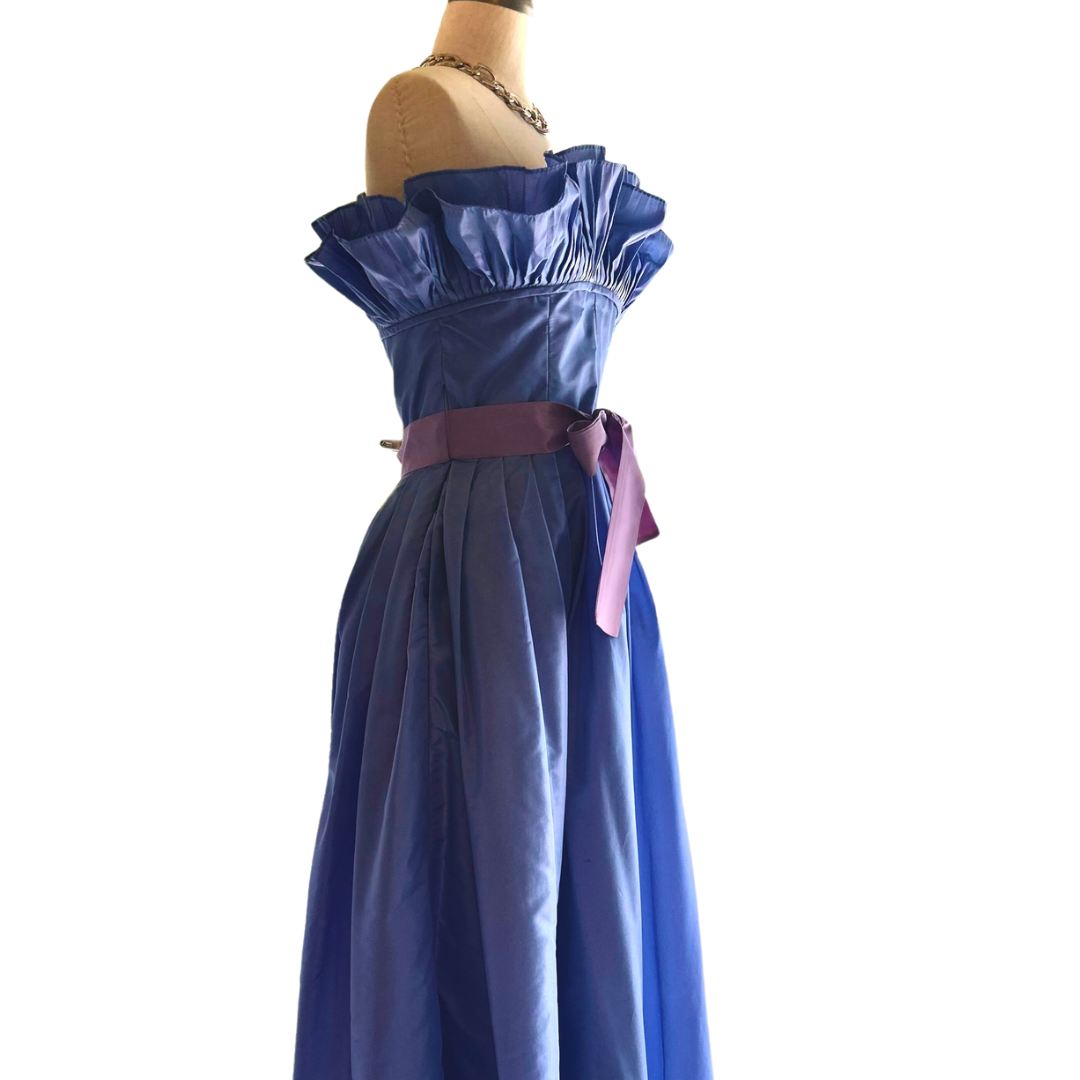 1970s Victor Costa Lilac Silk Ball Gown (Fits 4-6)