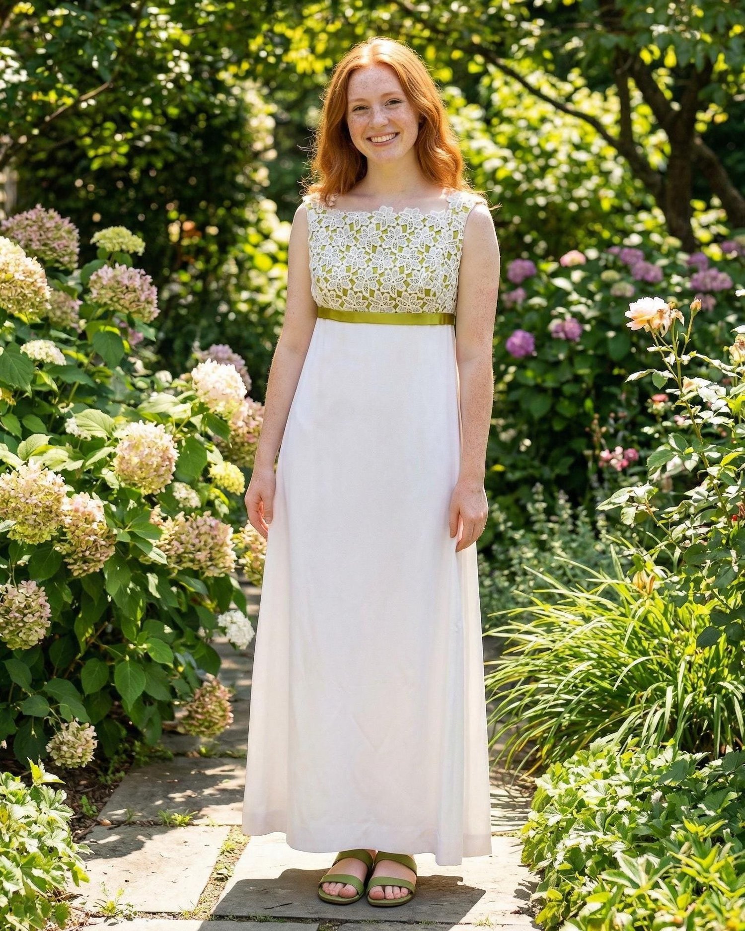 vintage empire waist dress Dark Green and effortlessly timeless Late 1960s Empire Waist Wedding