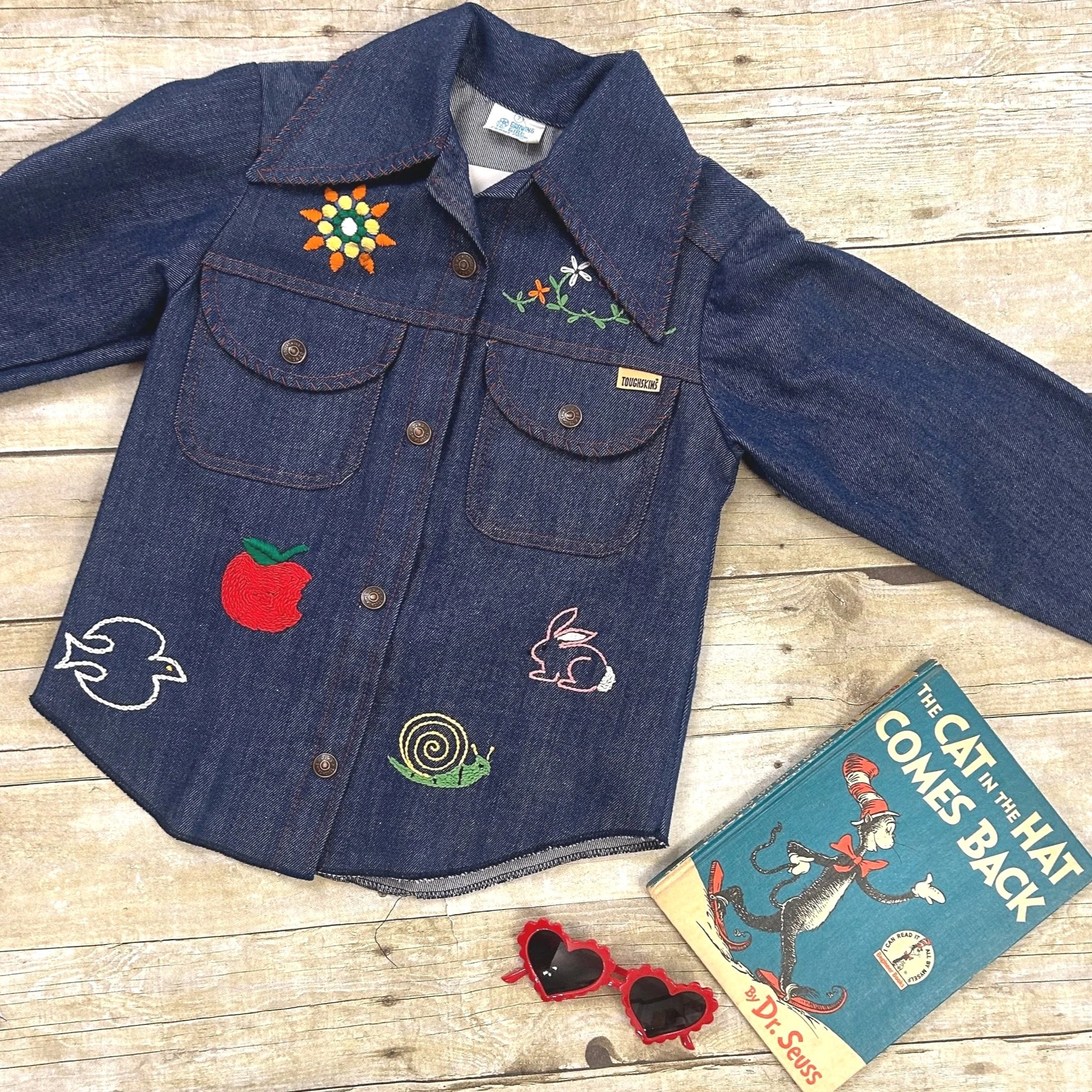 Vintage Tuffskins Embroidered Denim Shaket - Unizex sz 6-8