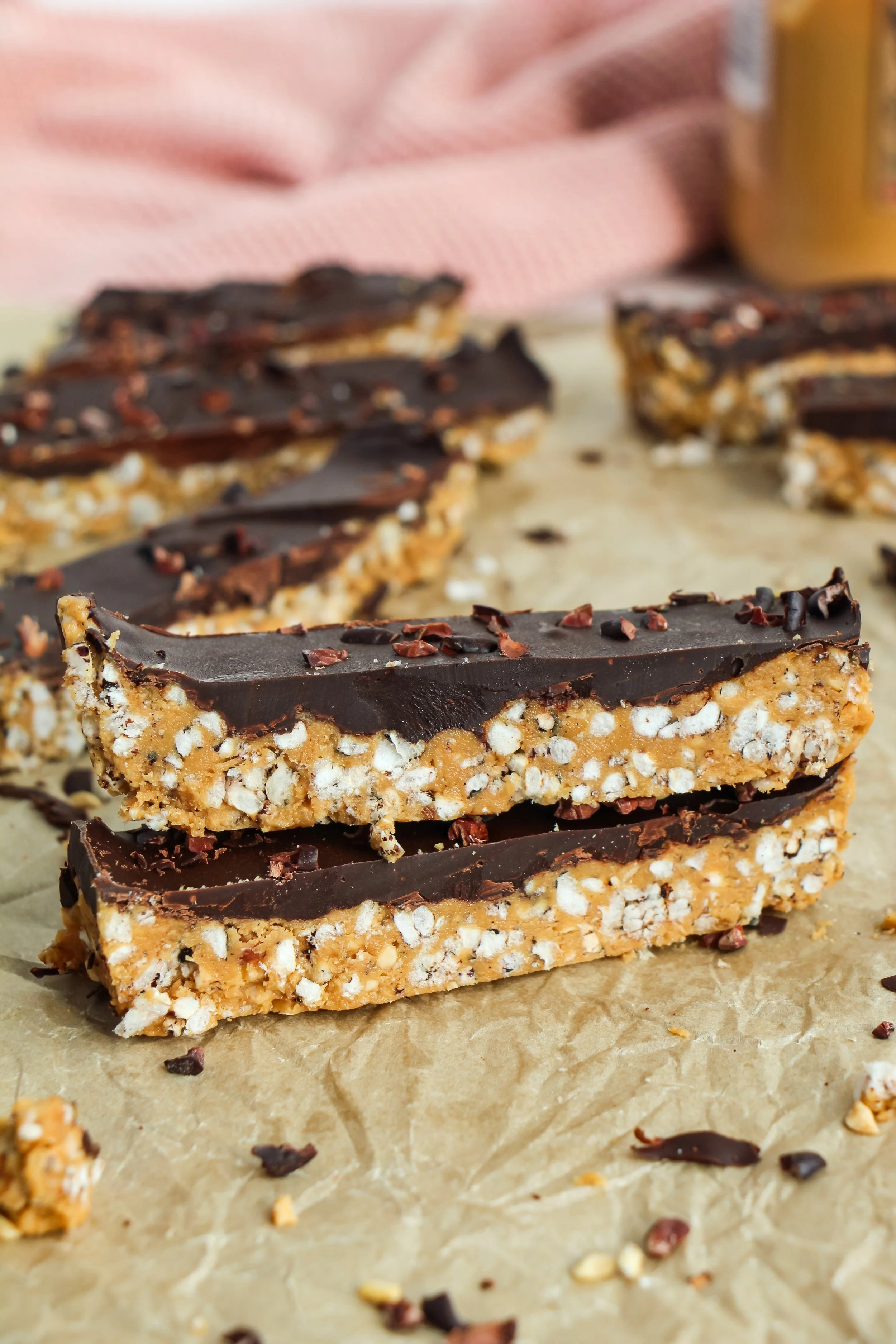No-bake peanut butter crunch slice