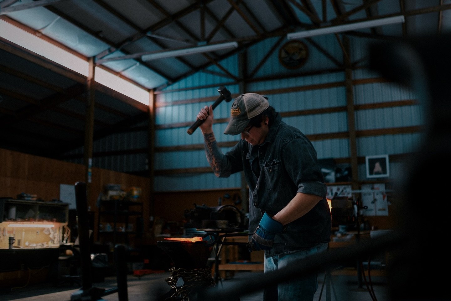 My friend Luis folding his own Damascus steel for a chefs knife. I shot this a few years ago for a project I&rsquo;m picking back up. Mainly involving artists in the spaces they create in.