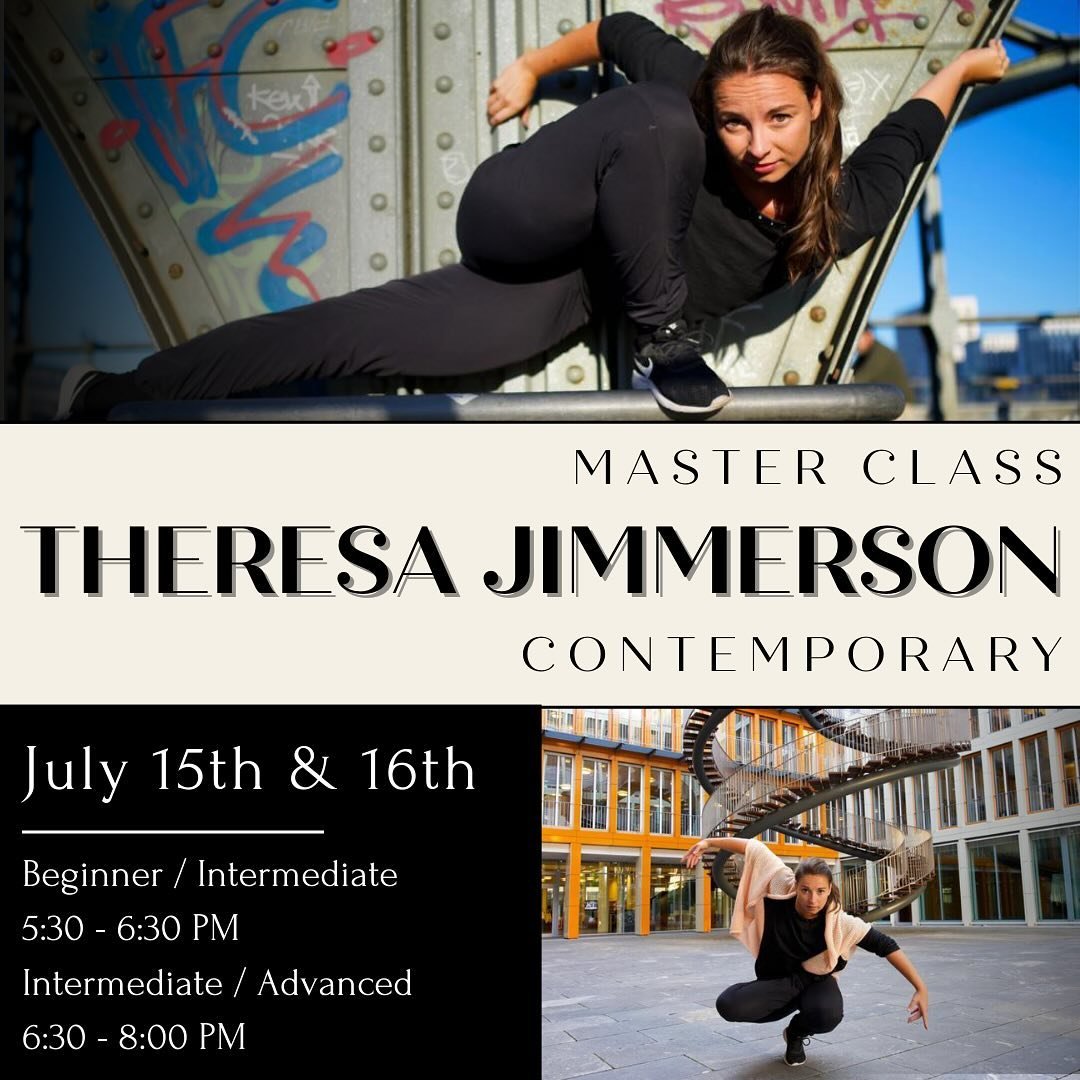 🥁 Drum roll, please!

@theresa.jimmerson will be hosting a Master Class this summer! ☀️

🗓️ July 15th and 16th

Secure your spot now for this phenomenal contemporary session. We&rsquo;re thrilled to welcome Theresa to our studio!

✨ Master Classes 