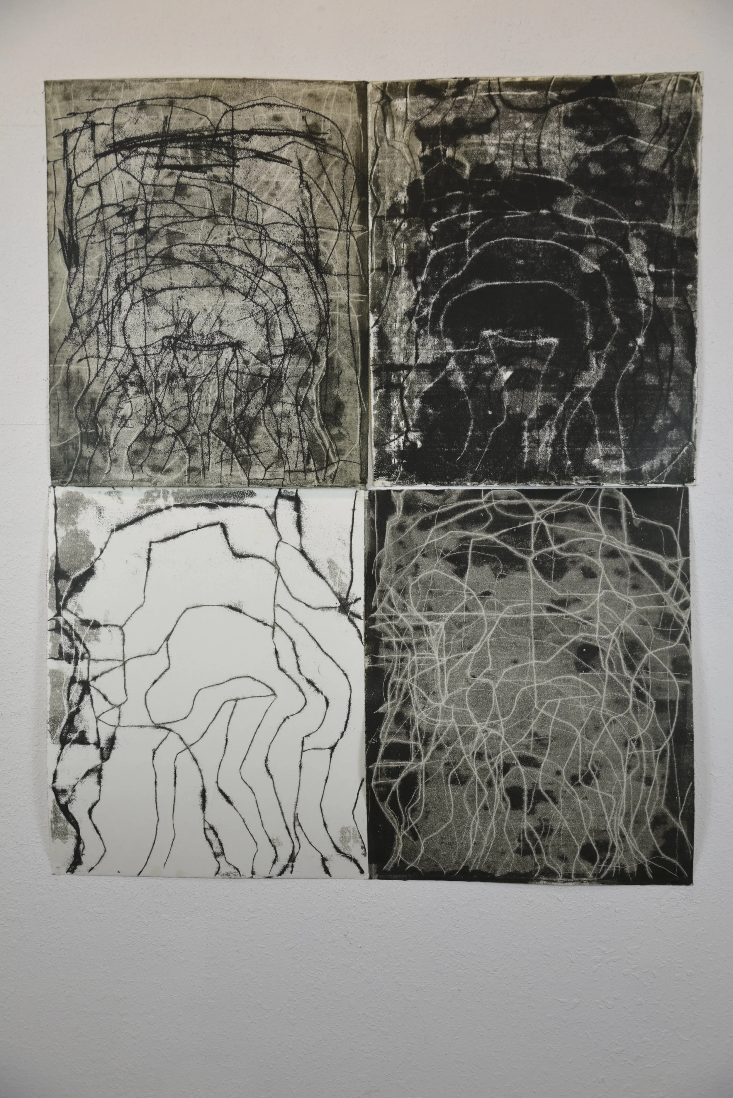 Into a Better Shape, 43 x 34”, 2025, trace monoprint on kitakata paper