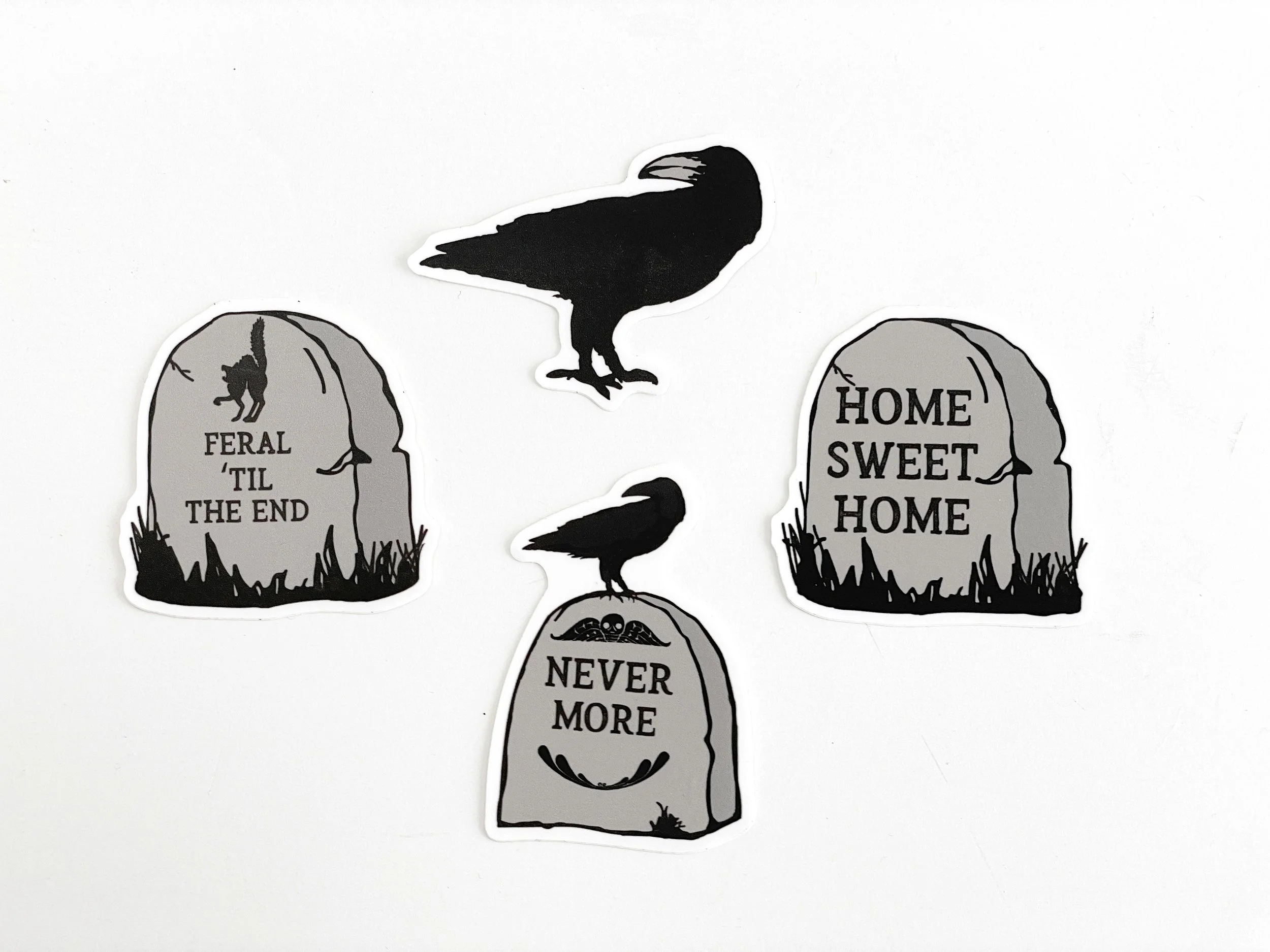 Gravestone Vinyl Halloween 4 Sticker Set