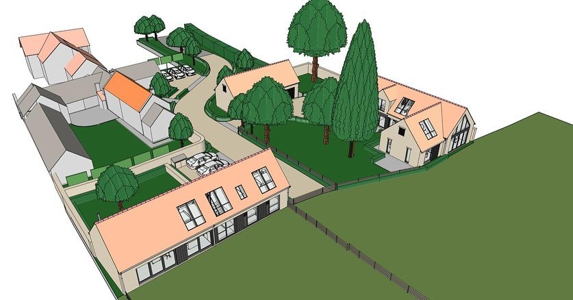 Planning Achieved ✔️ 

Two new contemporary dwellings reflecting the traditional barn vernacular within a conservation area.

Our clients wanted to expand their current portfolio within their paddock to the rear of their property.

Working closely wi