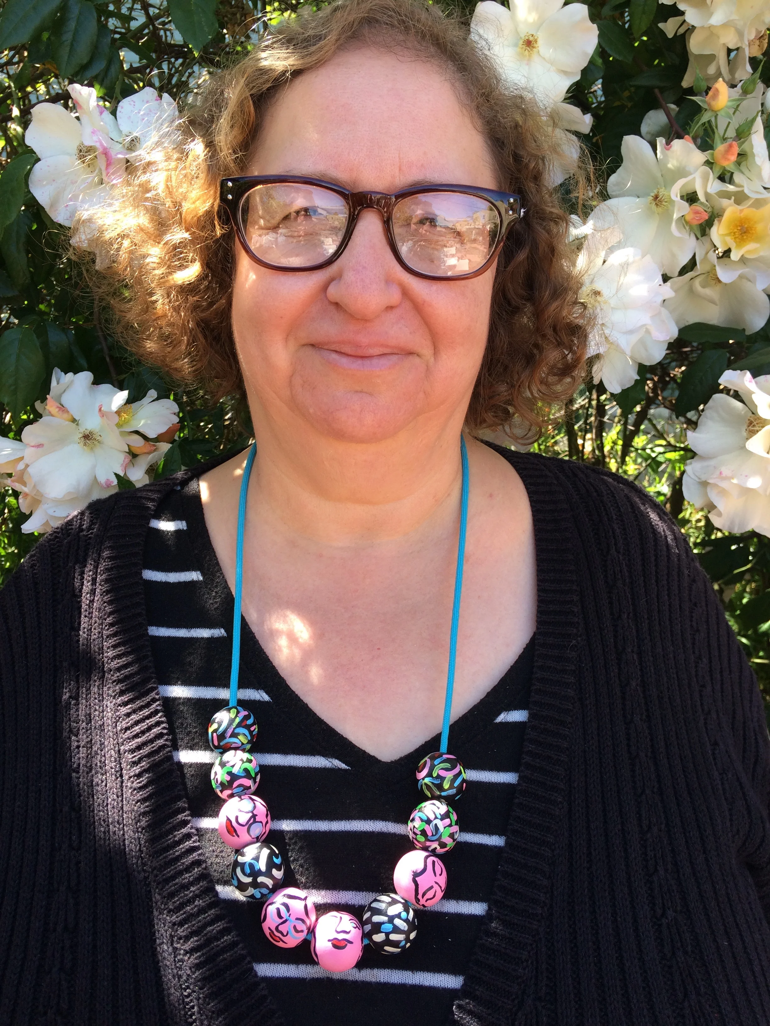 Hand Painted Wood Bead Necklace