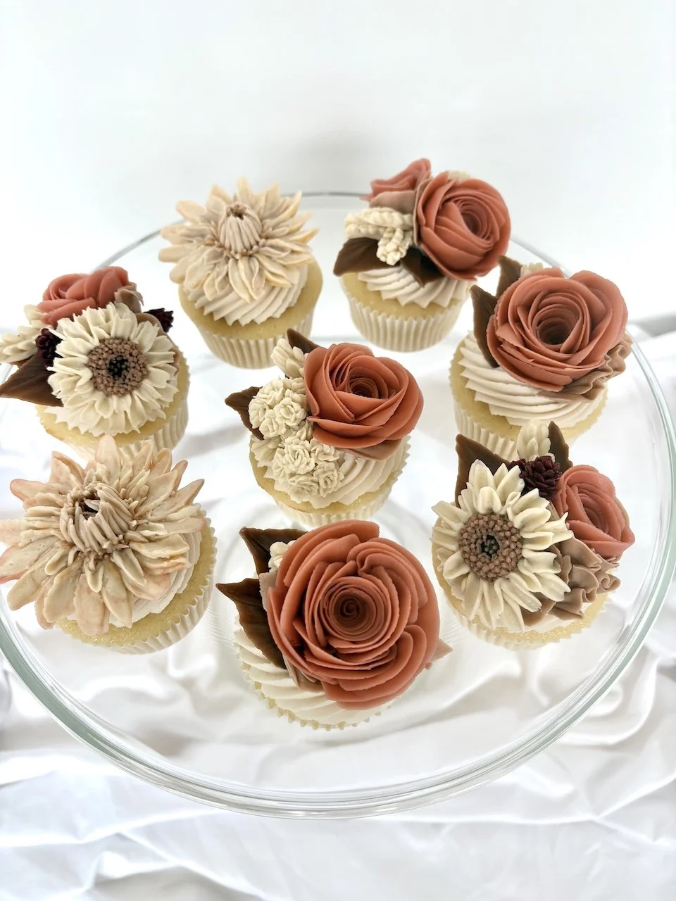 Brown Leaf Floral Cupcakes.jpeg