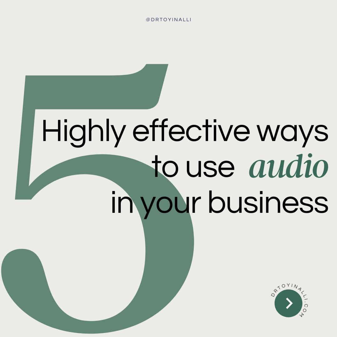 🔥 Unlock the Power and Ease of Audio in Your Business! 🎧

Swipe left to discover 5 highly effective ways to leverage the magic of audio for your business growth. 🚀

1️⃣ Audio Course: Create an audio version of your course (or create an audio only 