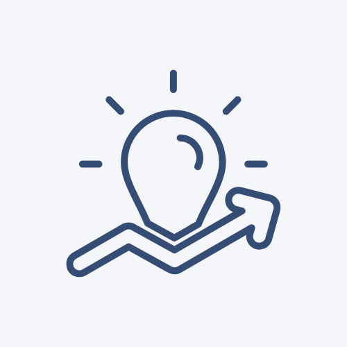Lightbulb icon with an arrow moving up