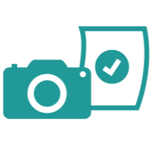 Icon of a camera and a checklist or confirmation document.