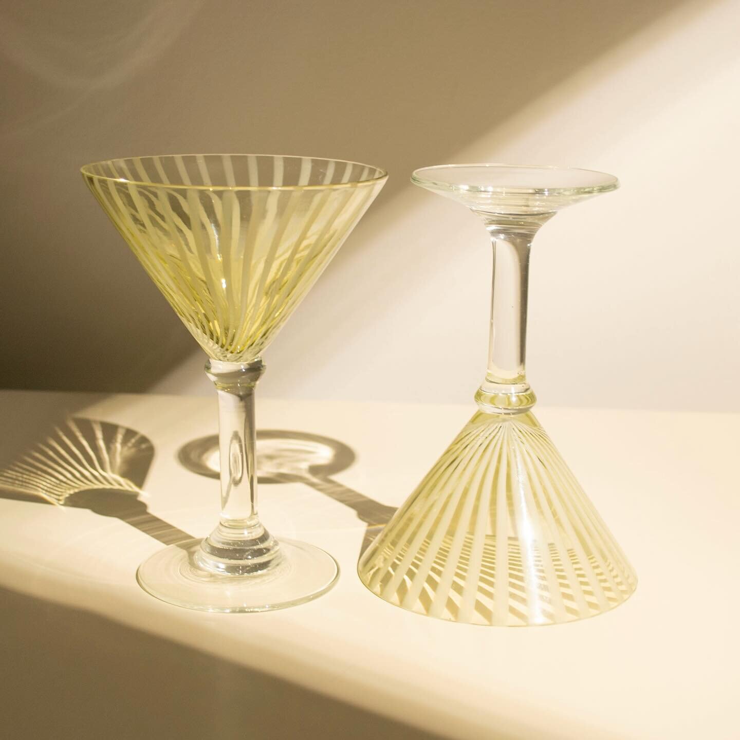 Set of two hand blown clear and ivory striped martini glasses. A favorite find of ours 🤍

$45 + shipping

Purchase on our website (link in bio) or dm with email and zipcode. US shipping or free local Brooklyn pickup available.