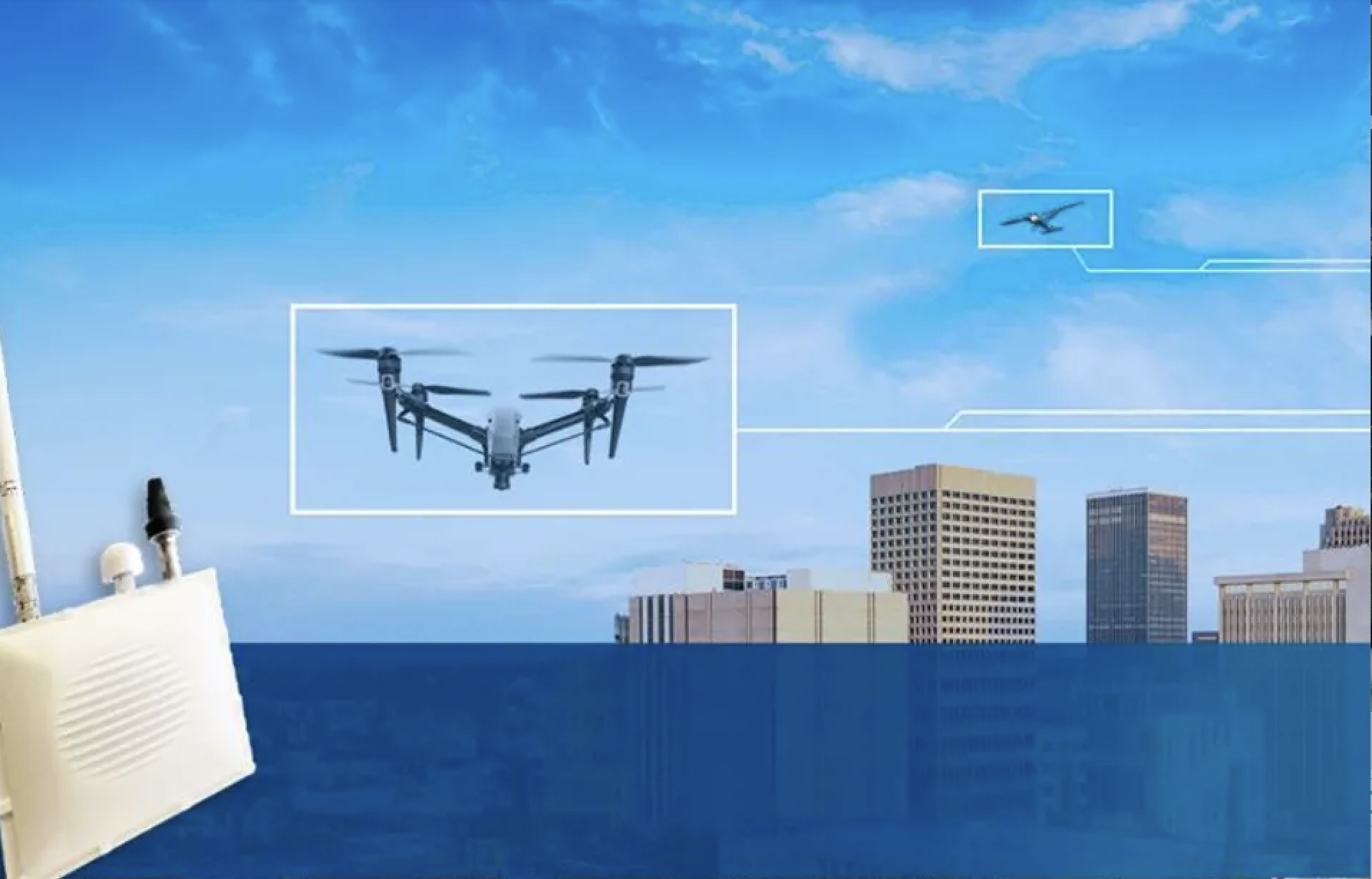 Image of a drone in the sky, in reference to Think Variant's partnership with Involi