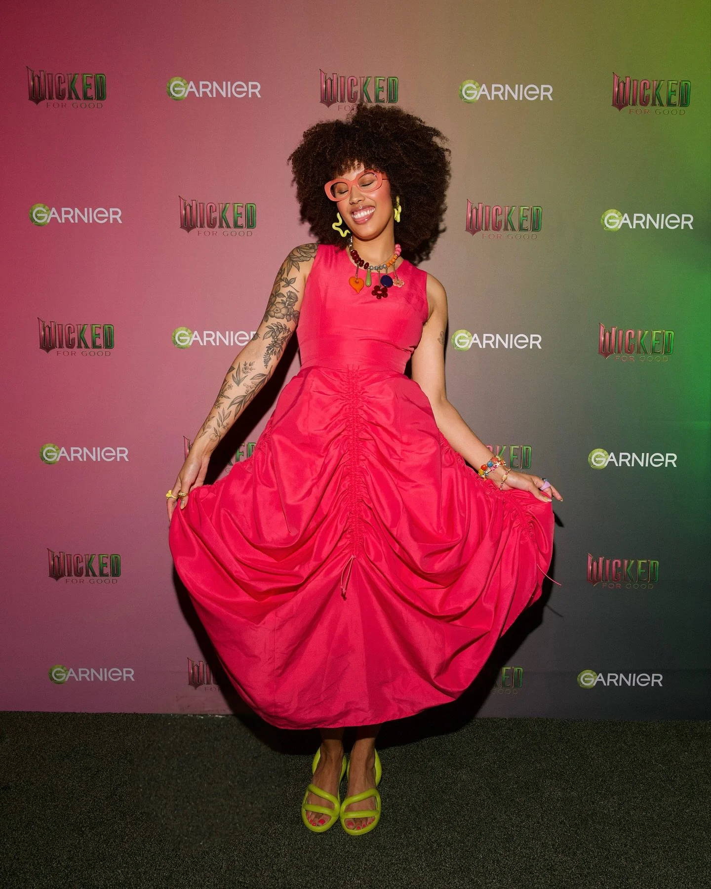 ad&bull;pr invite &lt;3 i have indeed been changed for good!!!!!
.
.
thank you so so much to Garnier for a gorgeous evening and opportunity to see Wicked: For Good before its release 🧙🏿&zwj;♀️ 🫧  i definitely cried my mascara off lol but luckily i