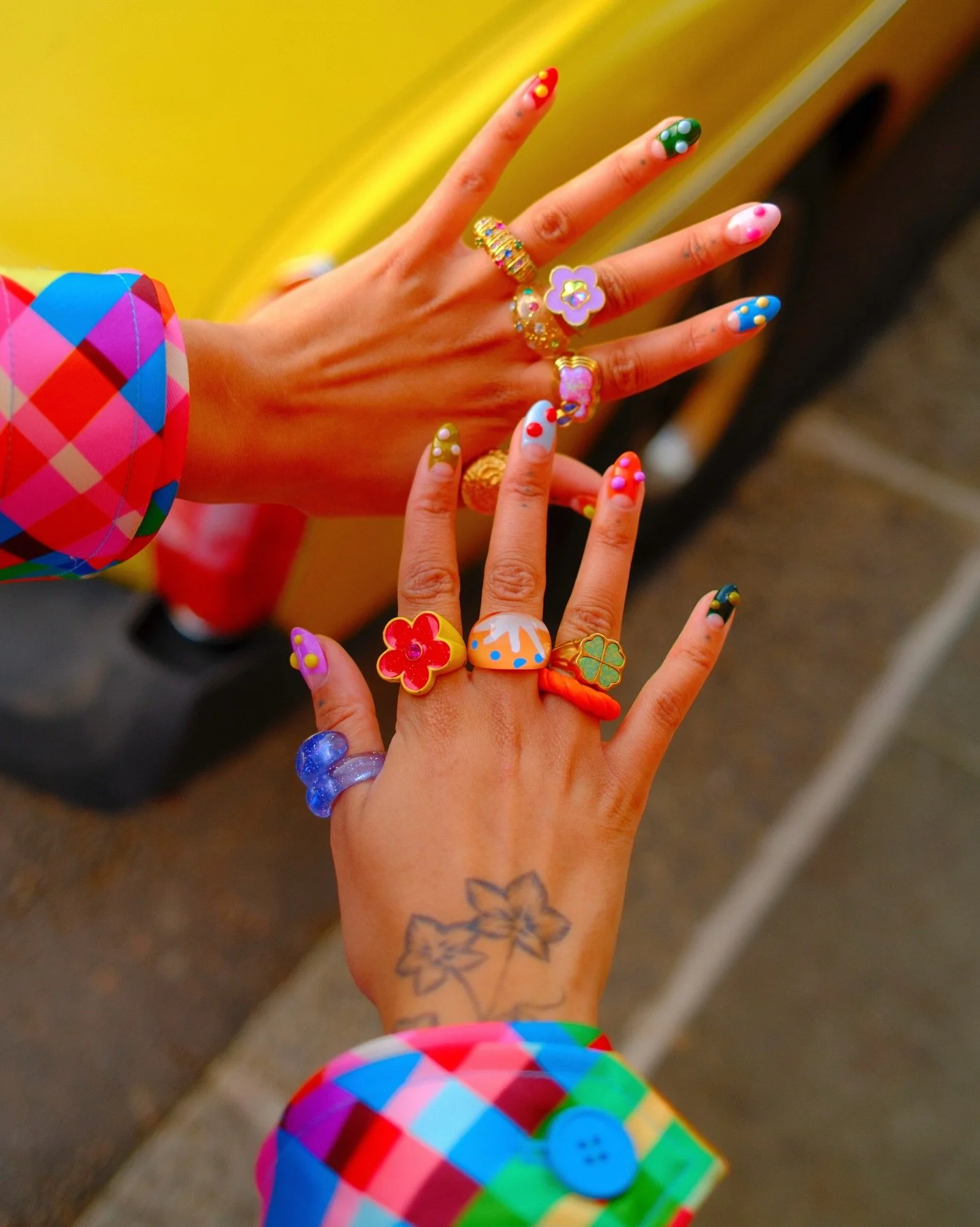 i asked konrad to pick my nails from my pinterest board of nail inspo. he mustve known i needed an extra dopamine boost this month 🌈 thank you to the ever talented @elica.nails &hearts;️ louise somehow makes what would usually be an adhd nightmare o