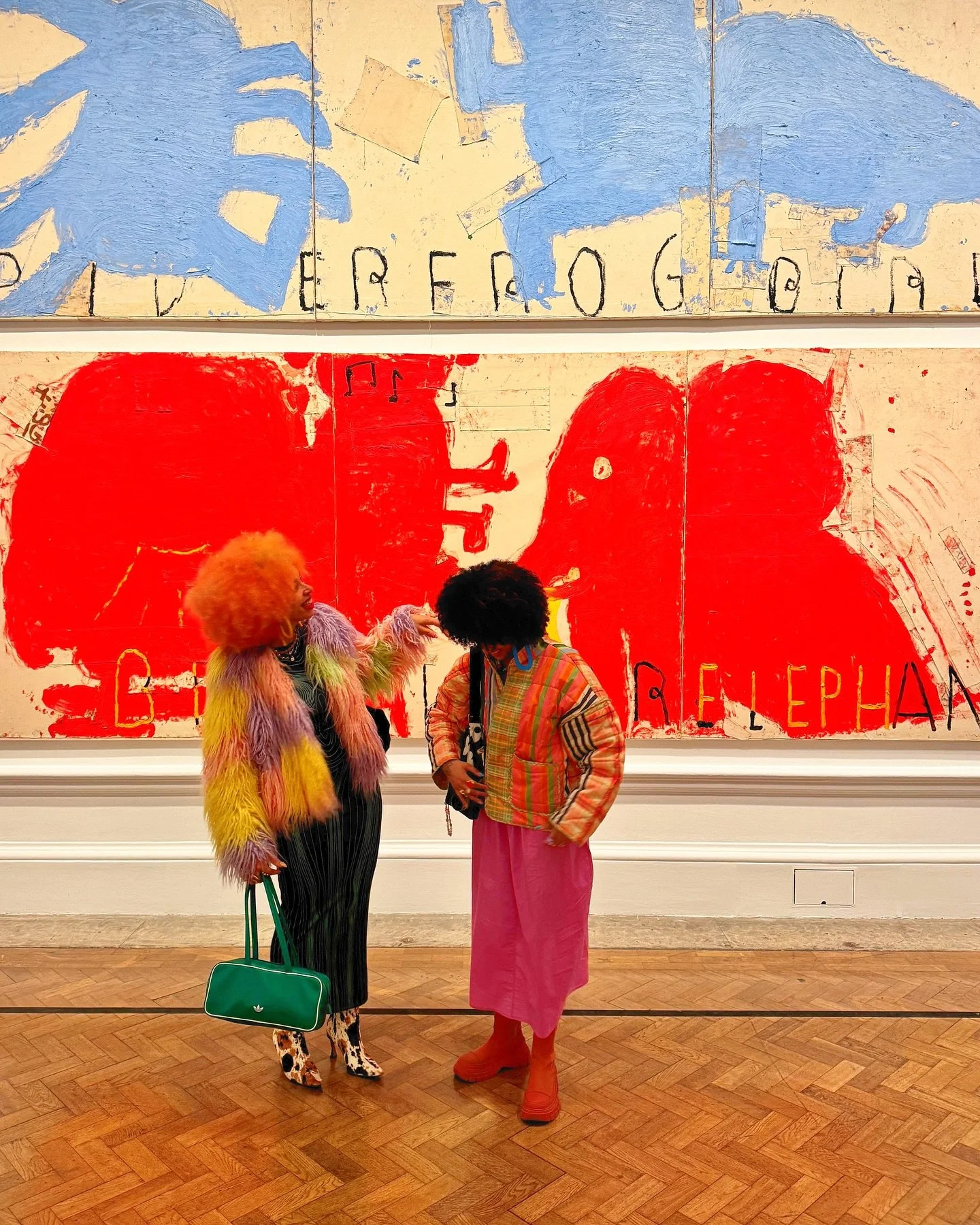 this coffee &amp; exhibition morning is turning into a monthly occurrence 😂 i was @iamsadieclayton &lsquo;s date today to see the rose wylie exhibition at @royalacademyarts and it was bloody incredible (totally recommend having an artist pal talk yo