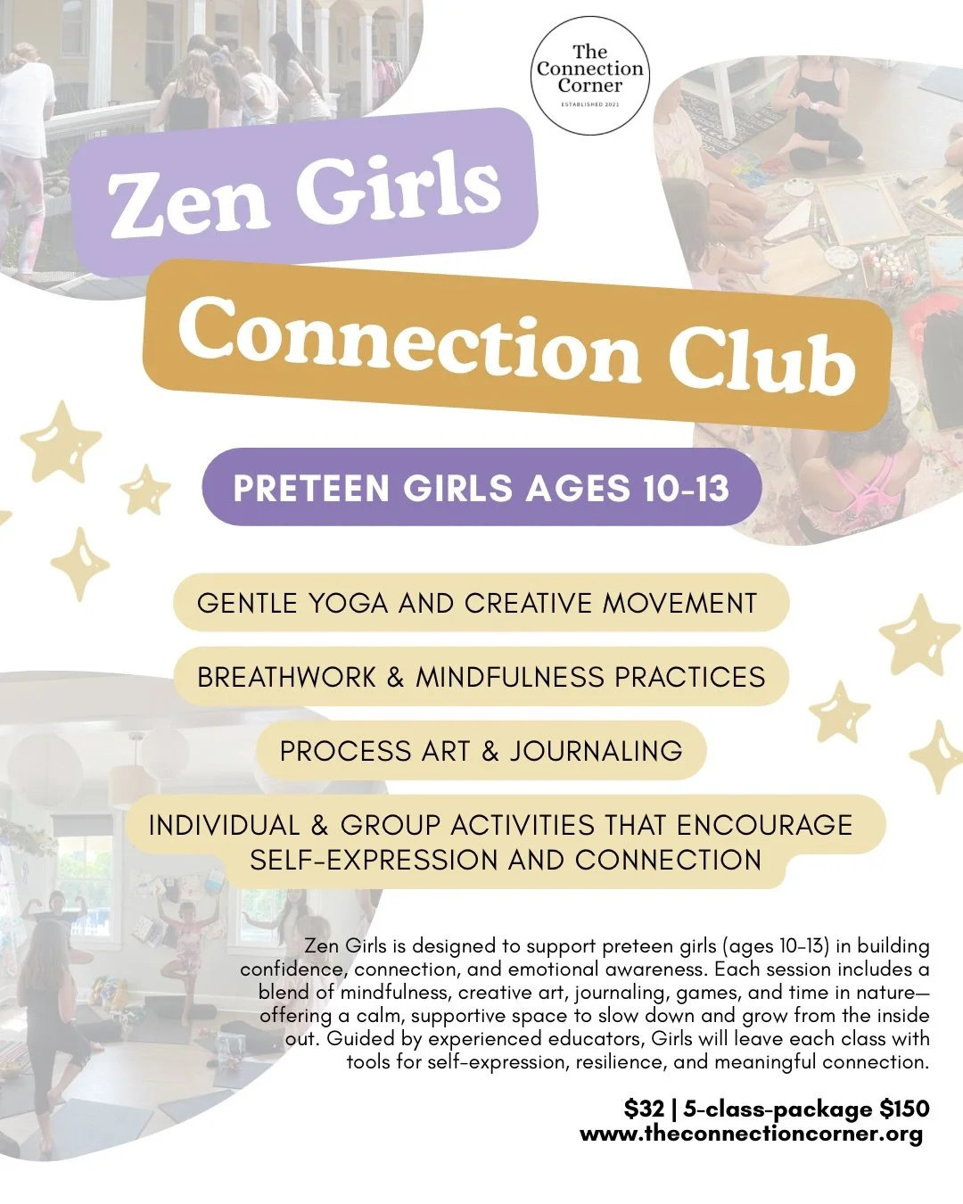 The years between childhood and becoming a teenager &mdash; our Zen Girls and Zen Boys groups are truly so special ✨ 

We tackle everything from friendship, self-esteem &amp; confidence, emotions, and body awareness. These small groups incorporate yo