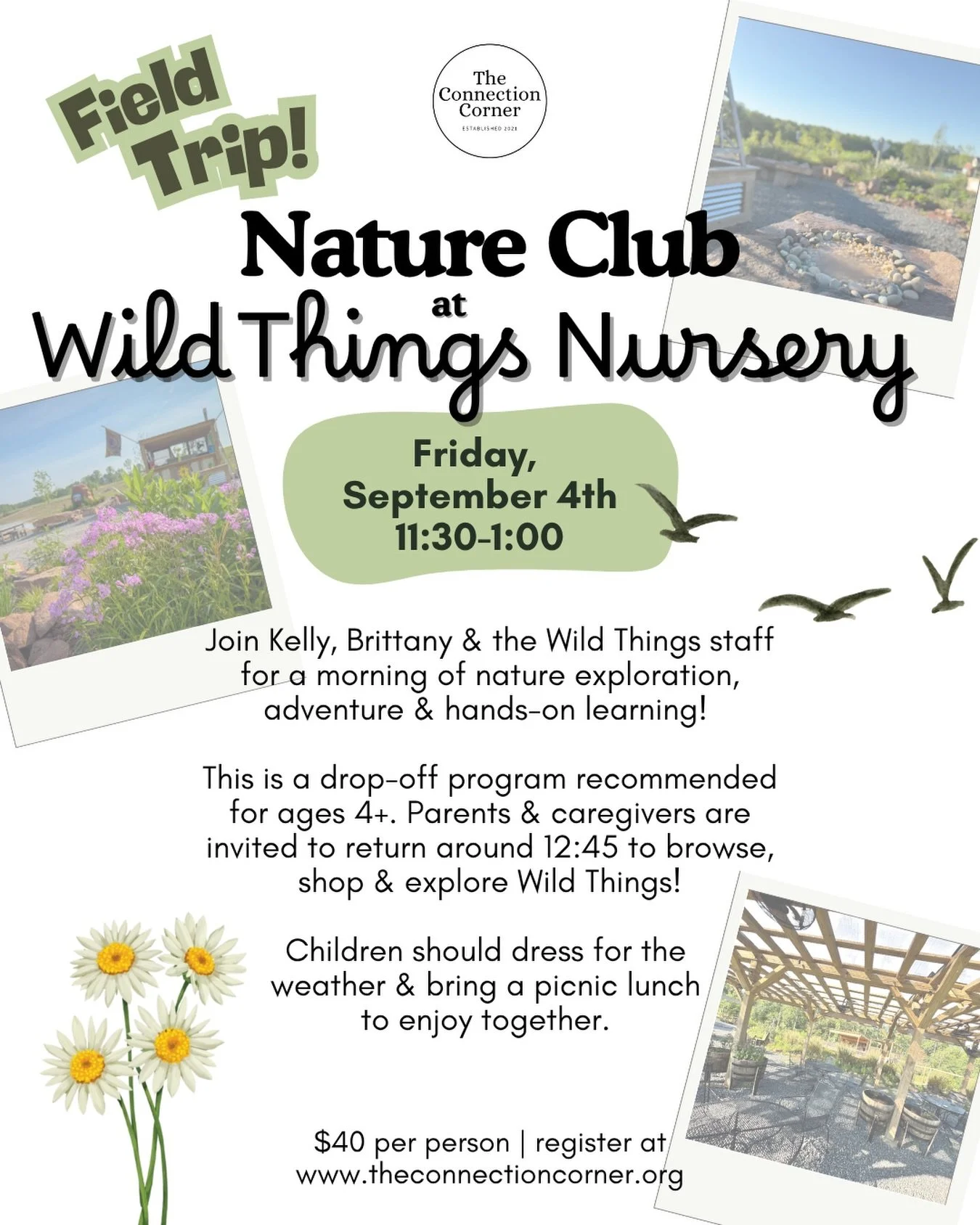 Field trip!!! 💚🦋🌲🪵🌱

We are so excited to partner up with Wild Things Nursery @longlivewildthings for a fun morning of learning, playing, and exploring in their BEAUTIFUL space!

There will be a structured lesson with Wild Things staff, plenty o