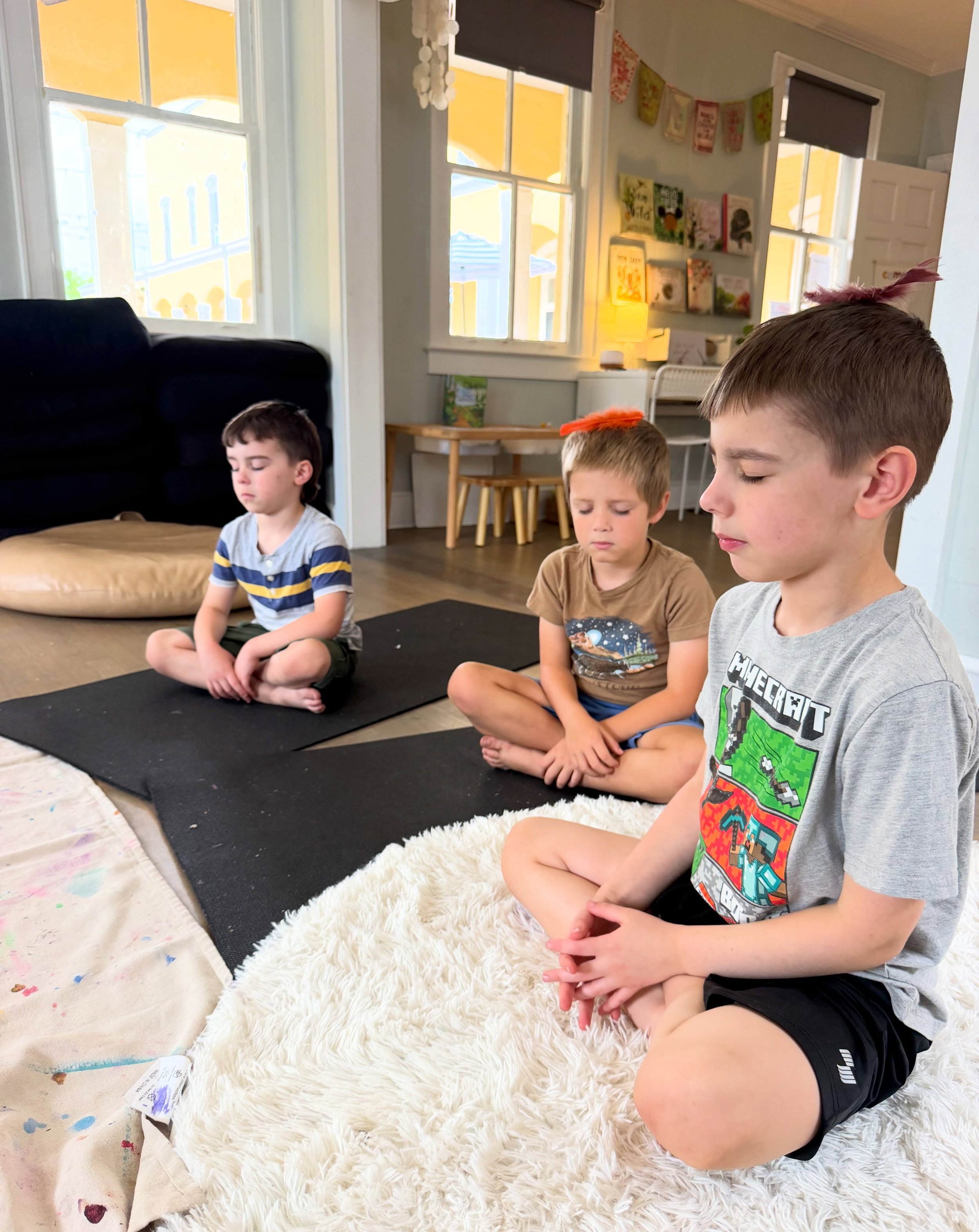 Mindful movement, intentional breathing, and moments of stillness help regulate the nervous system, support emotional regulation, improve focus, and build body awareness.

Things like yoga poses, breathing exercises, age-appropriate meditation, and o