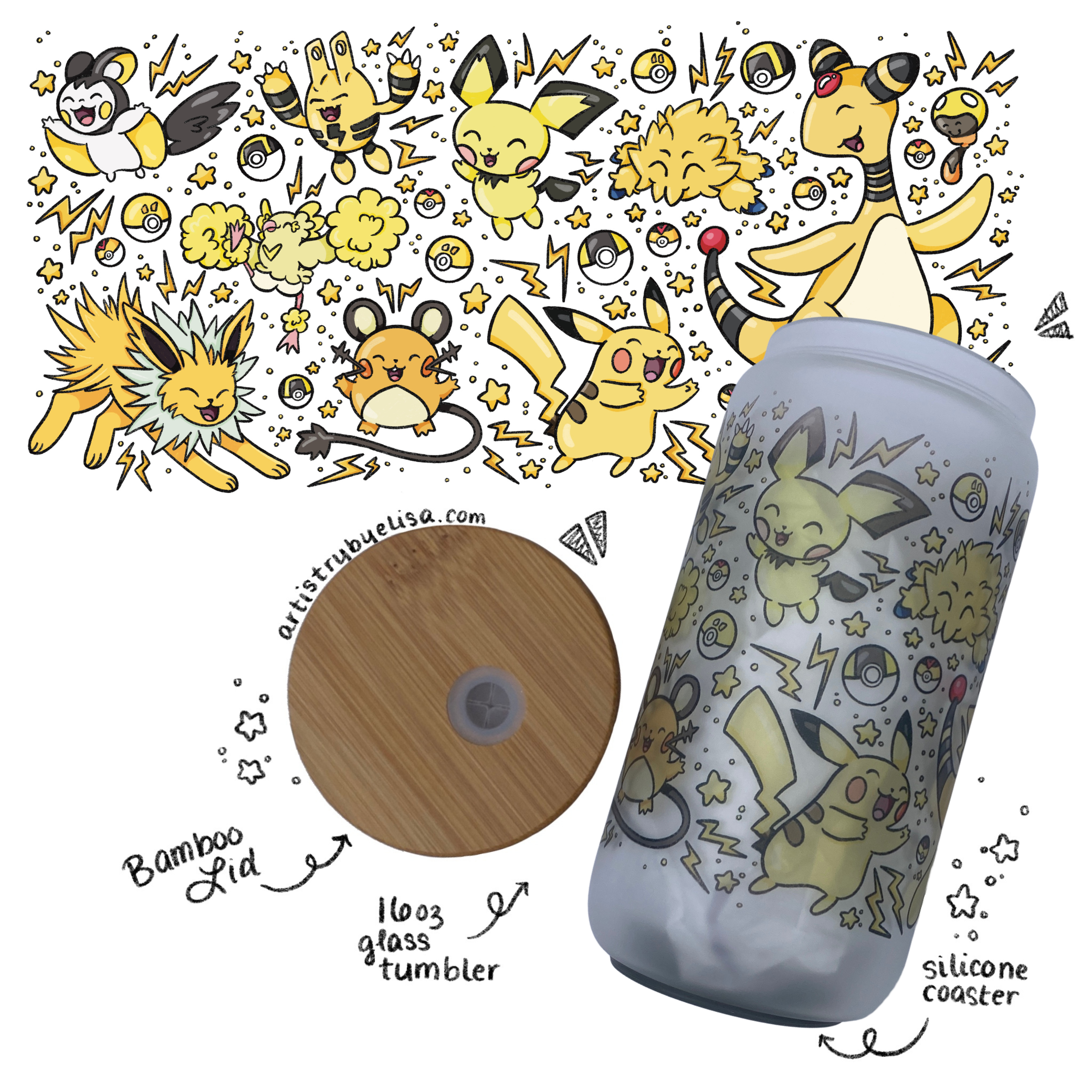 Electric Type - A Hand Drawn Custom Glass Cup