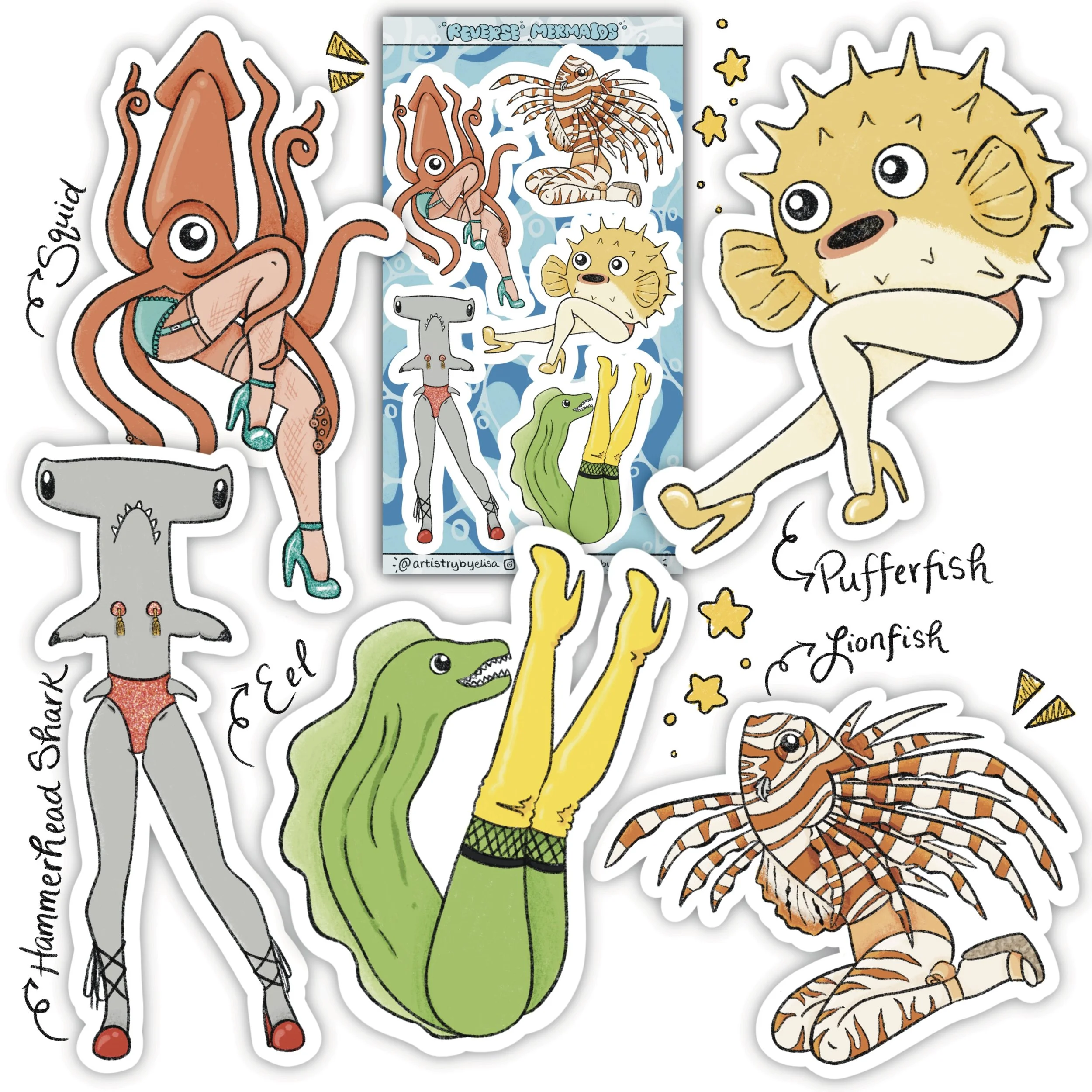 Reverse Mermaids - Vinyl Sticker Collection