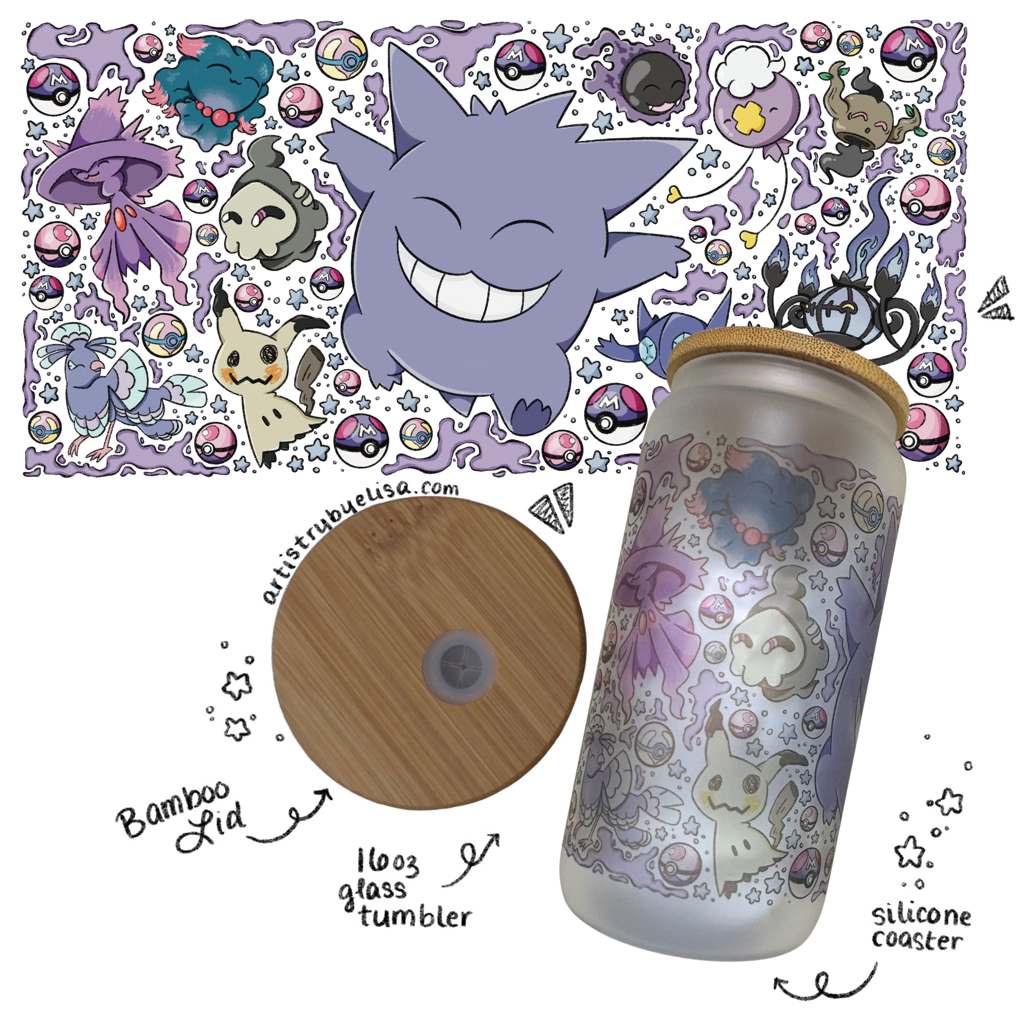 Ghost Type - A Hand Drawn Custom Glass Cup