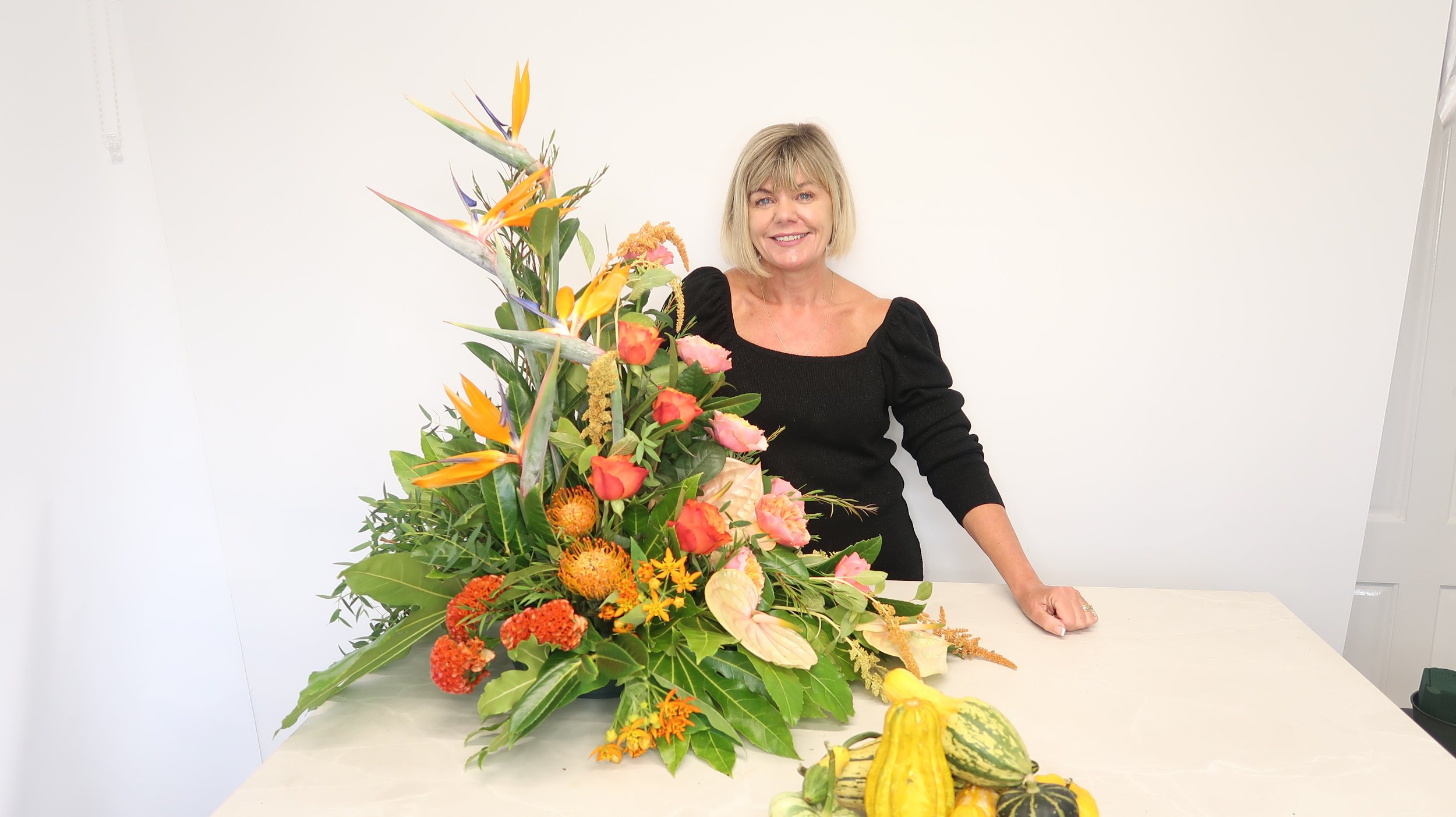Janette from Kays Flower school with autumnal design