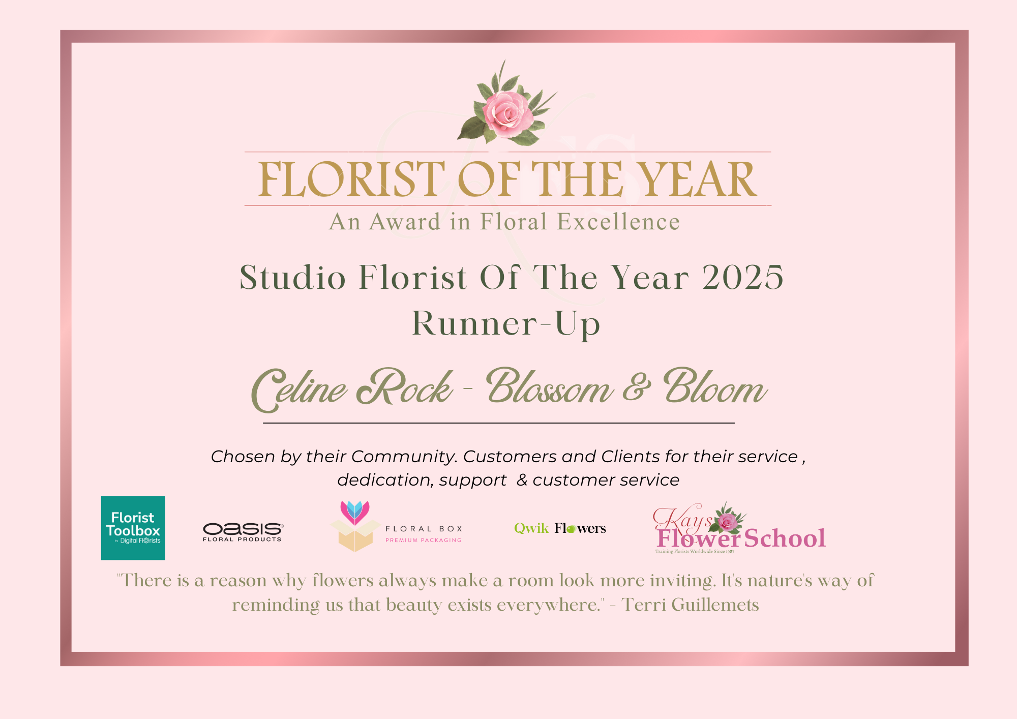 Studio Florist of the year 2025 Celine rock blossoms and blooms.png