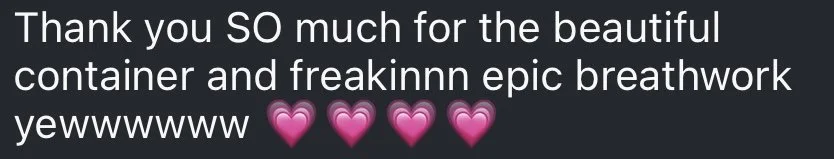 Text message expressing gratitude for a beautiful container and artwork, ending with heart emojis.