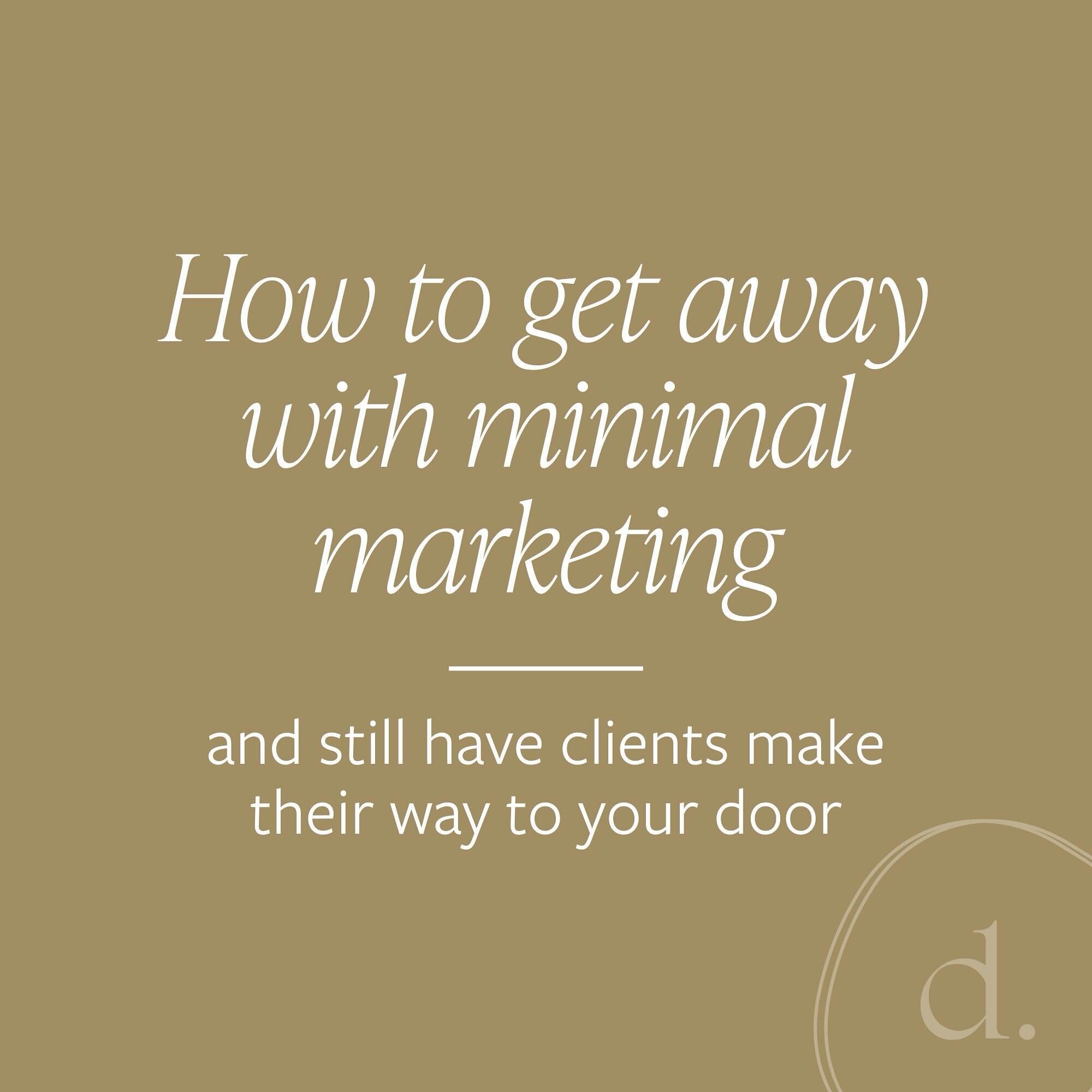 When you boil it down, today&rsquo;s workshop is about how to get away with minimal marketing &mdash; and still have your ideal clients make their way to your door. 

It&rsquo;s about how to have the marketing that you do, feel like a true expression
