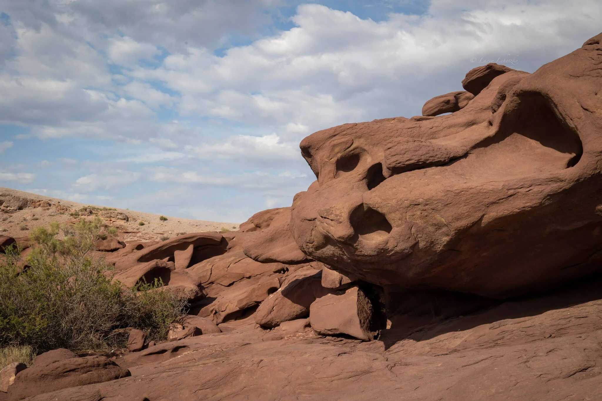 volcanic stone hardened into interesting rock formations in altyn emel national park kazakhstan