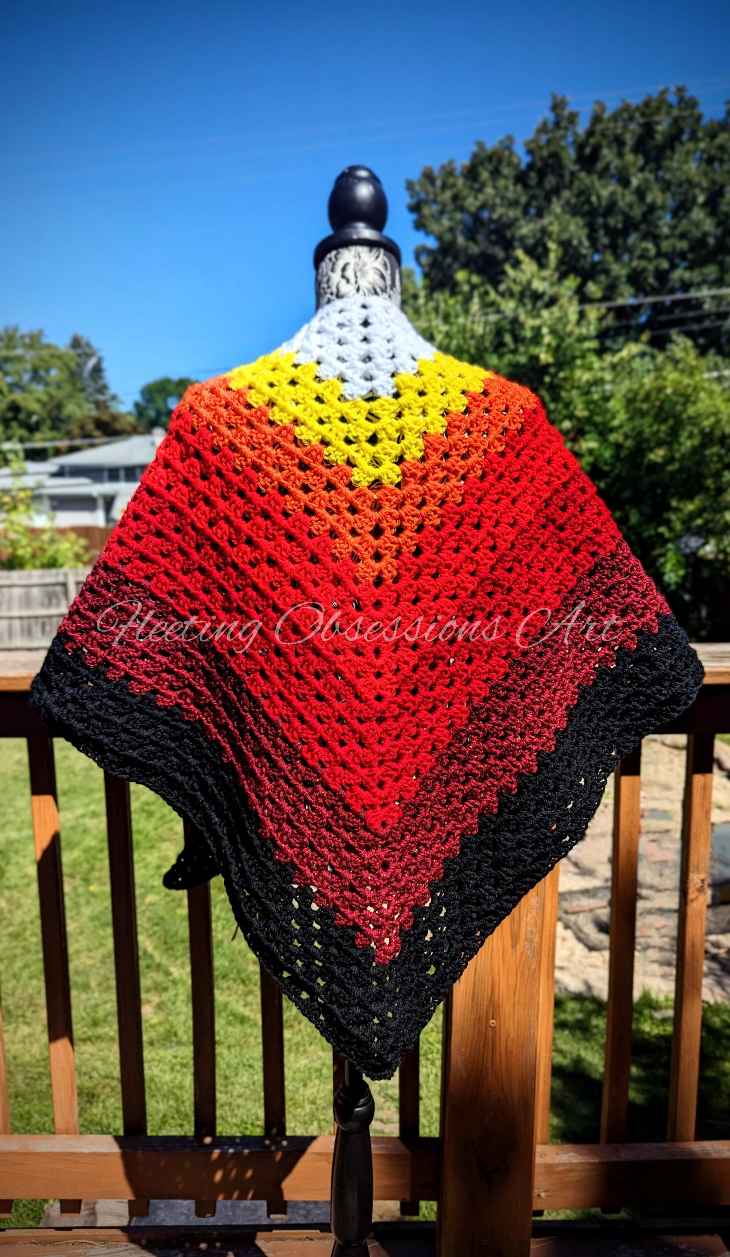 Granny Stitch Shawl - Ember colors