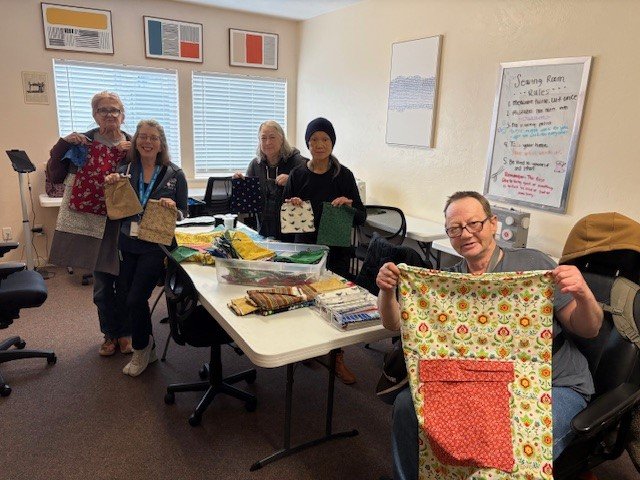 Our guests have been participating in a sewing project for Bags of Love as part of an R3 Program class. 

The community service class offers guests a way to handcraft gifts for the children who Bags of Love serves, including those who have been displ